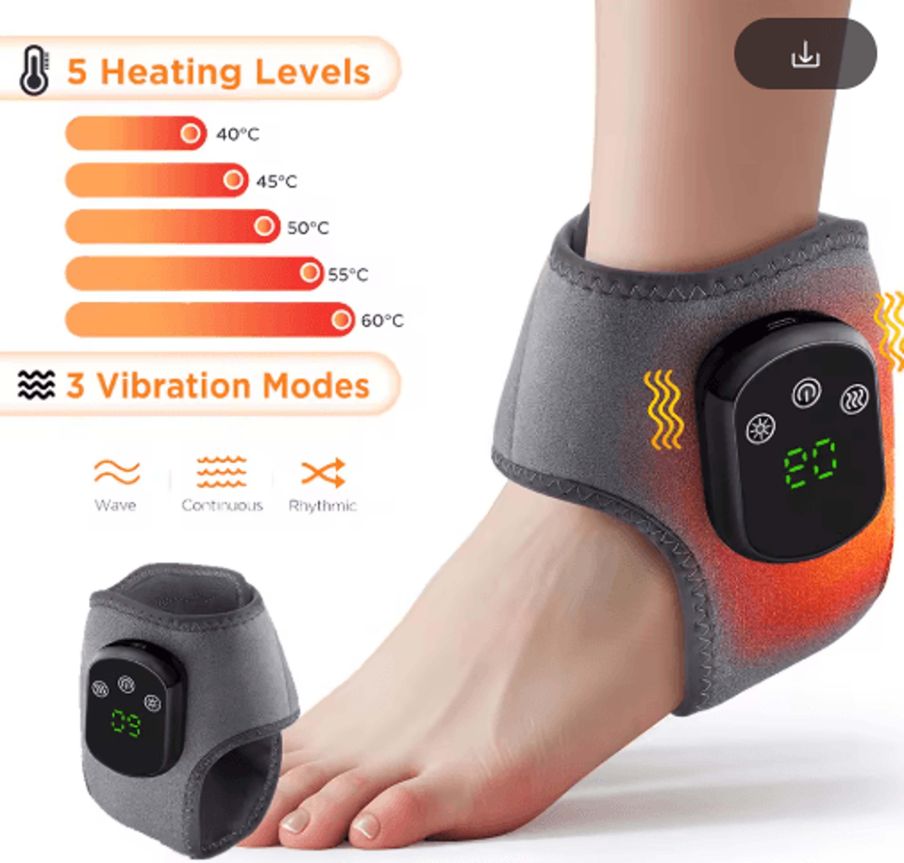 Cordless Electric Ankle Massager With Infrared Heat  Vibration  Heated Ankle Brace For Joint  Muscl 3