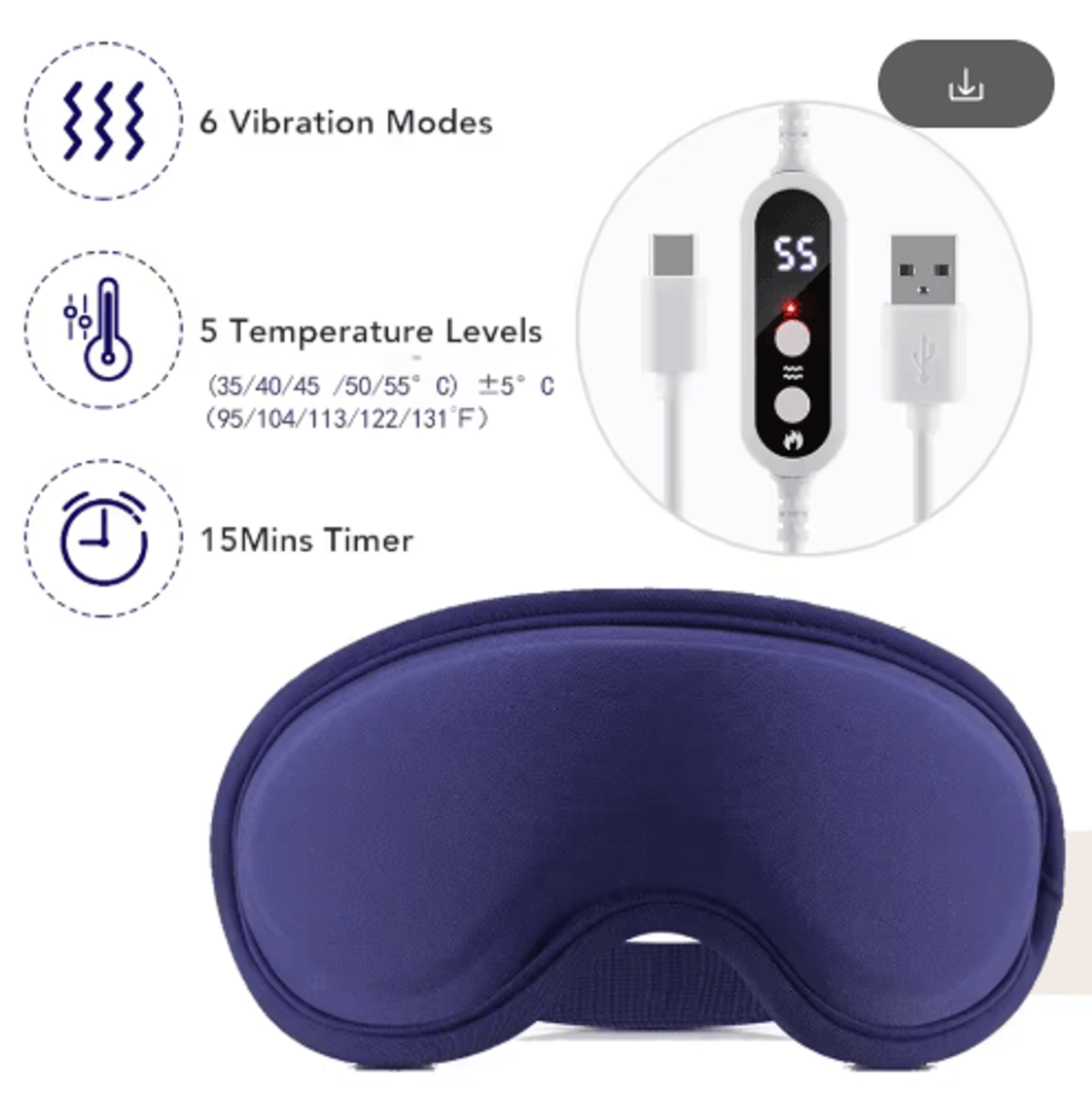 USB Heated Eye Massager With Vibration  Blackout Warm Compress Sleep Mask For Eye Strain Relief 1