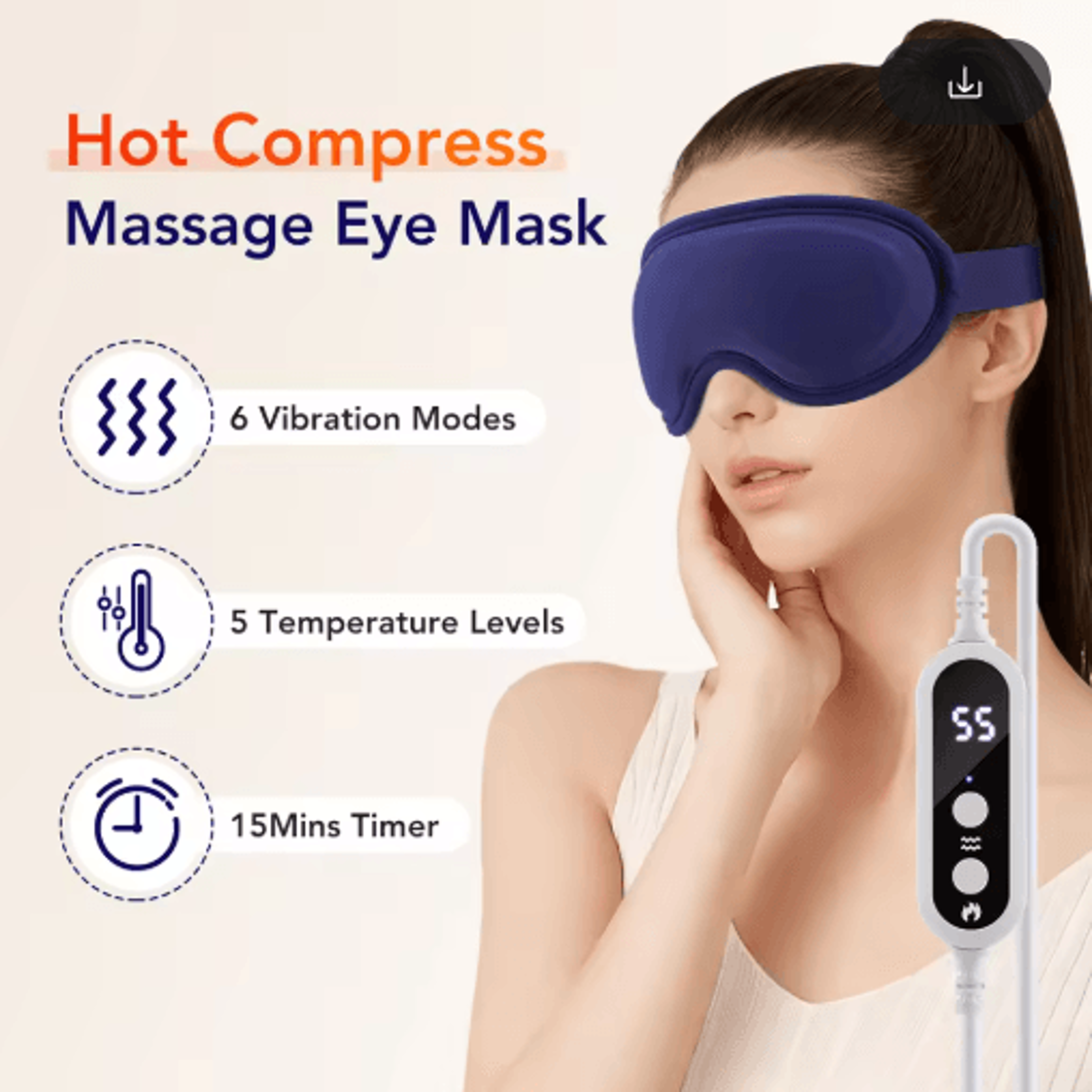 USB Heated Eye Massager With Vibration  Blackout Warm Compress Sleep Mask For Eye Strain Relief 7