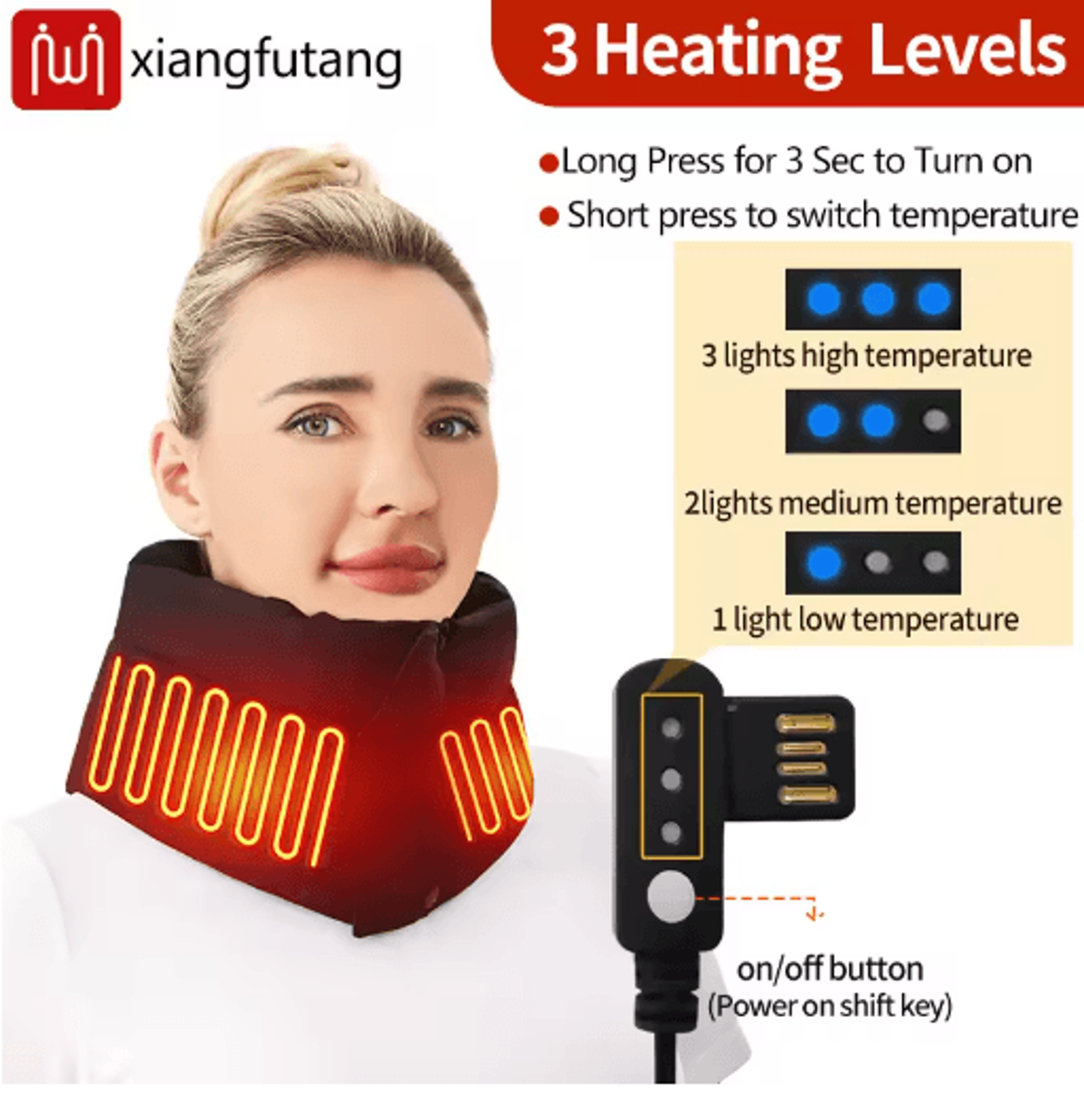 Electric Heated Neck Wrap  Adjustable Neck Warmer Scarf With 3 Temperature Levels 7