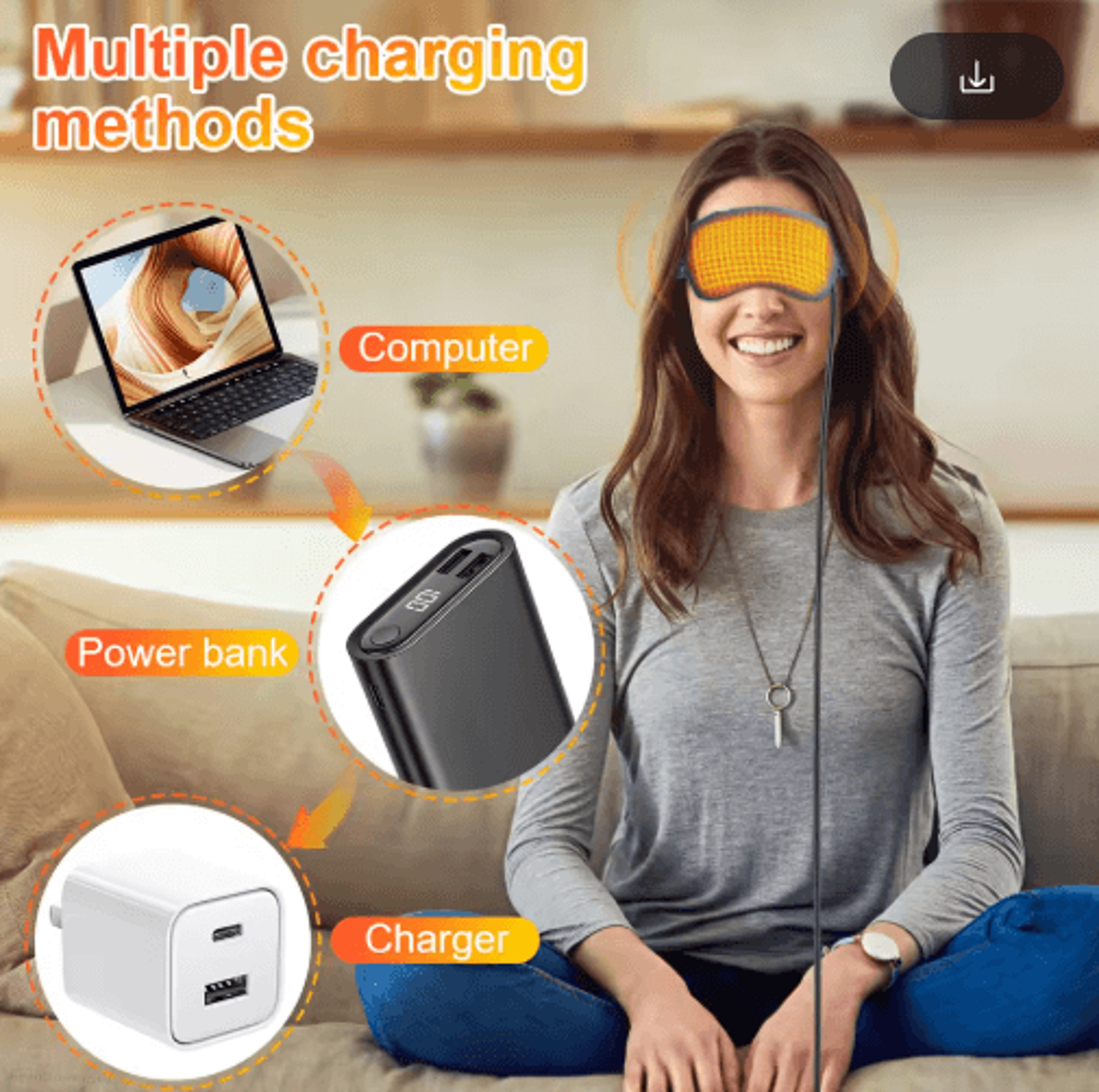 USB Rechargeable Heated Eye Massage Mask  Warm Compress Eyeshade For Eye Fatigue Relief  Sleep 5