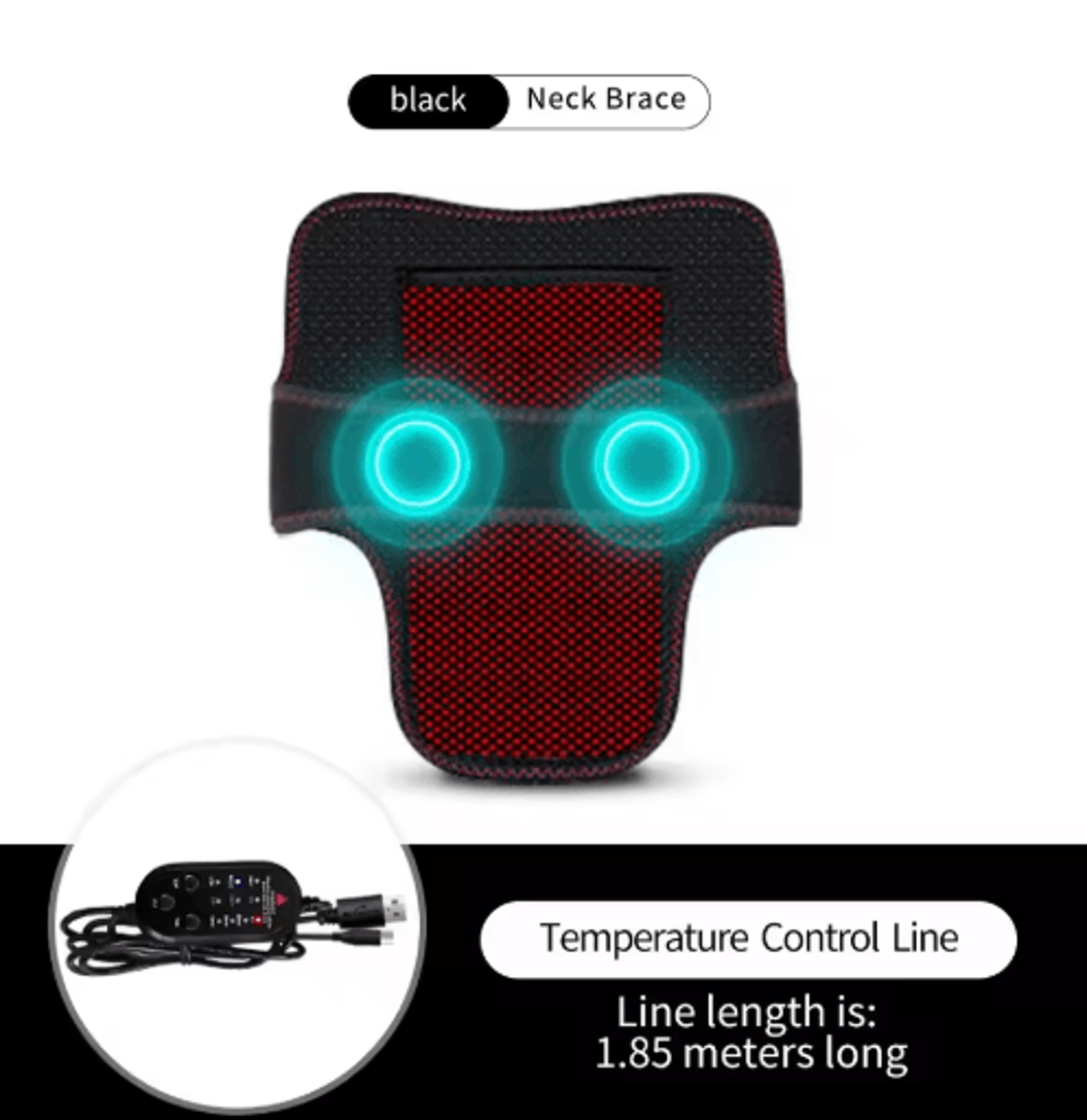 Electric Heated Neck Brace Massager  Adjustable Neck Support Belt With 3 Heat Levels 1