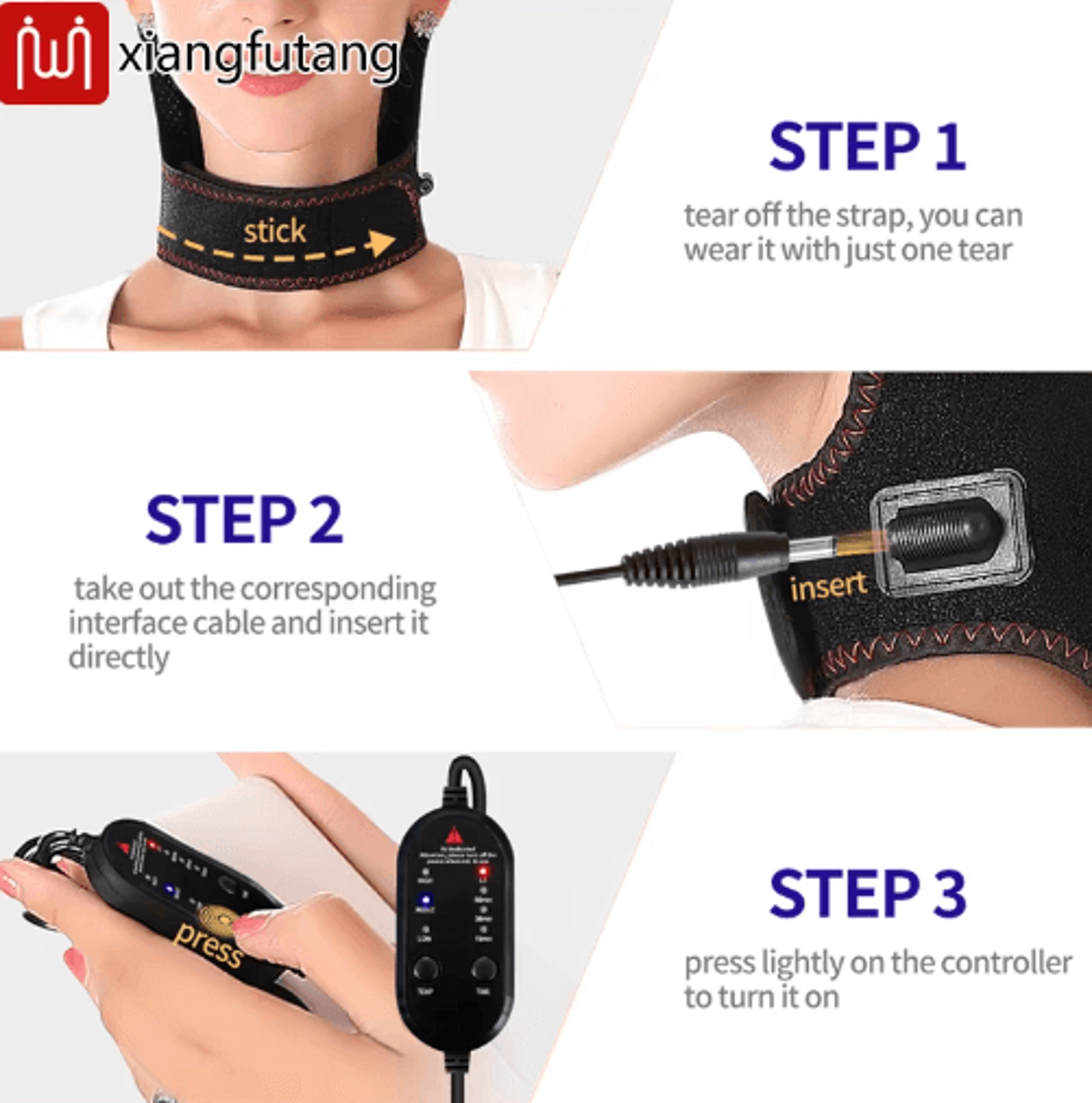 Electric Heated Neck Brace Massager  Adjustable Neck Support Belt With 3 Heat Levels 6