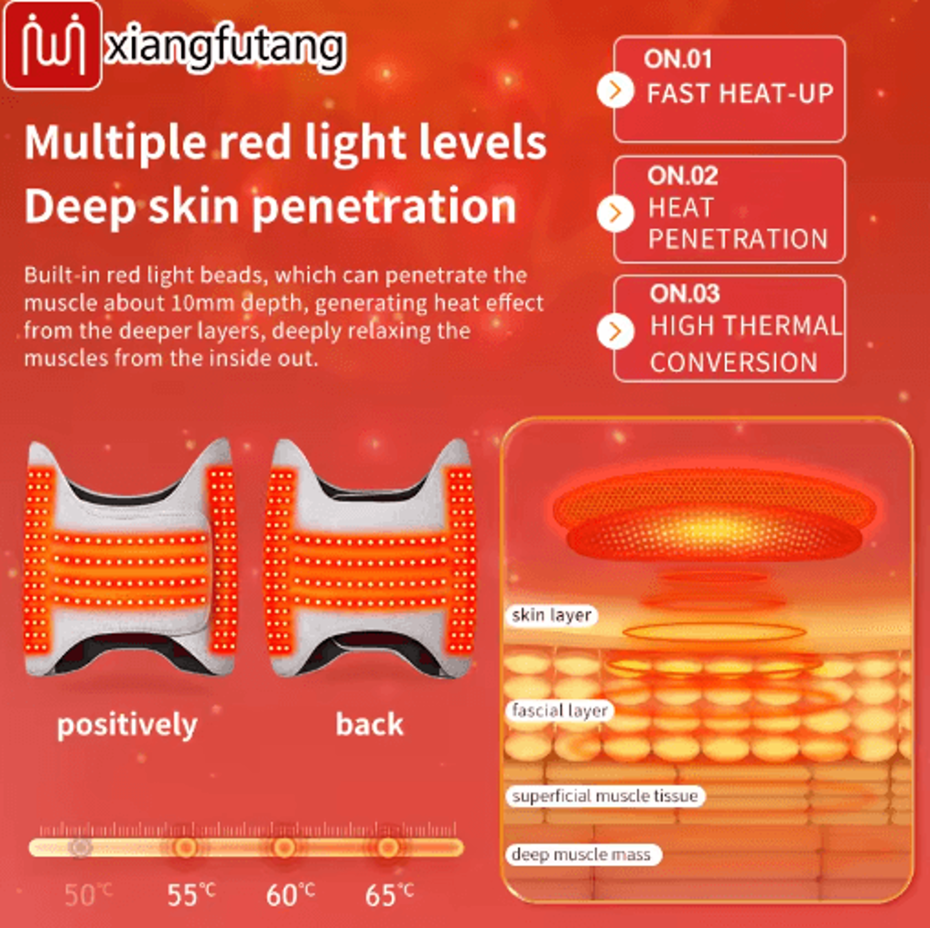 Red Light Heated Waist Massager Belt  Lumbar Brace With Heat Vibration  Hot Compress 5