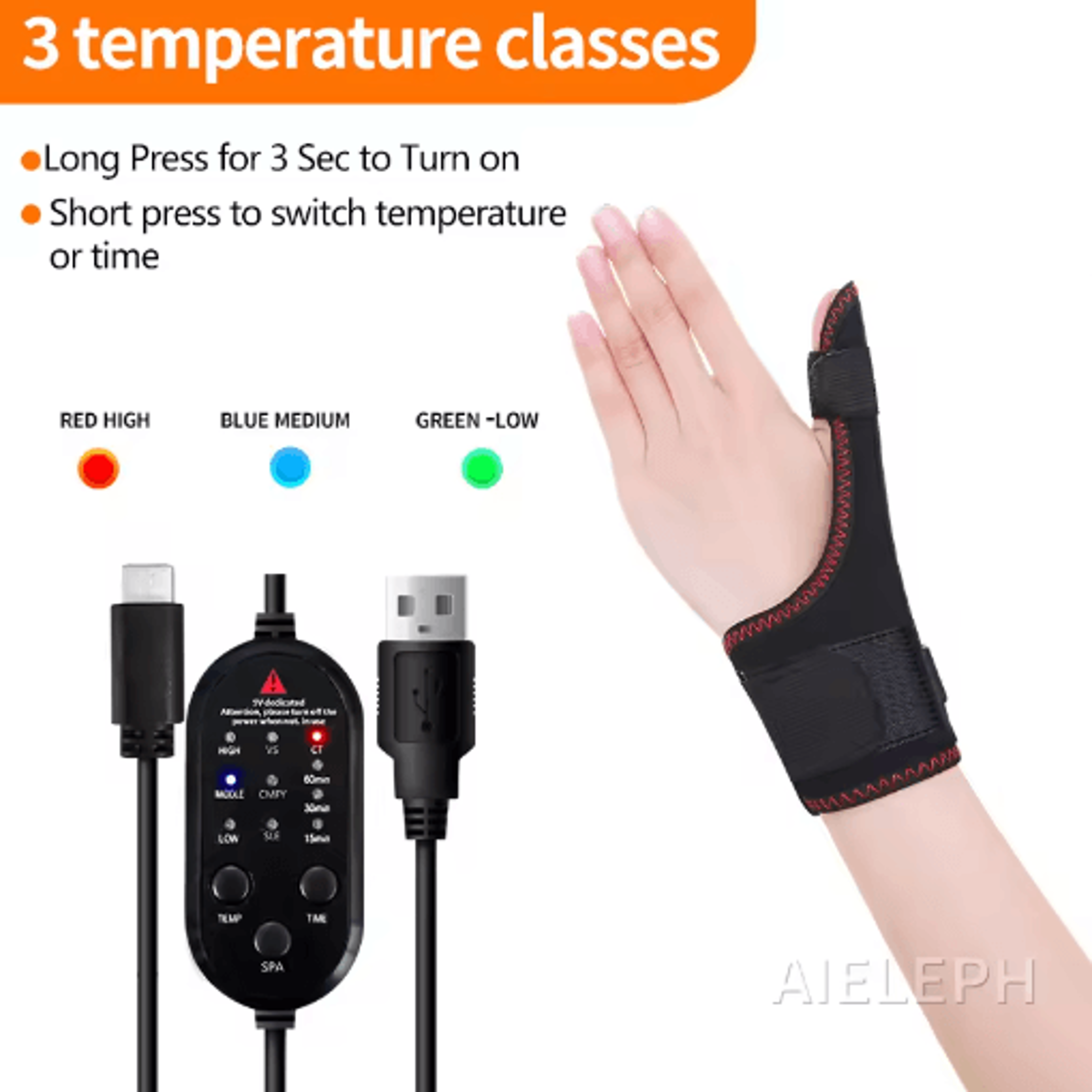 Electric Heated Thumb  Wrist Support Brace  Finger Heating Pad With Thumb Stabilizer For Everyday C 4