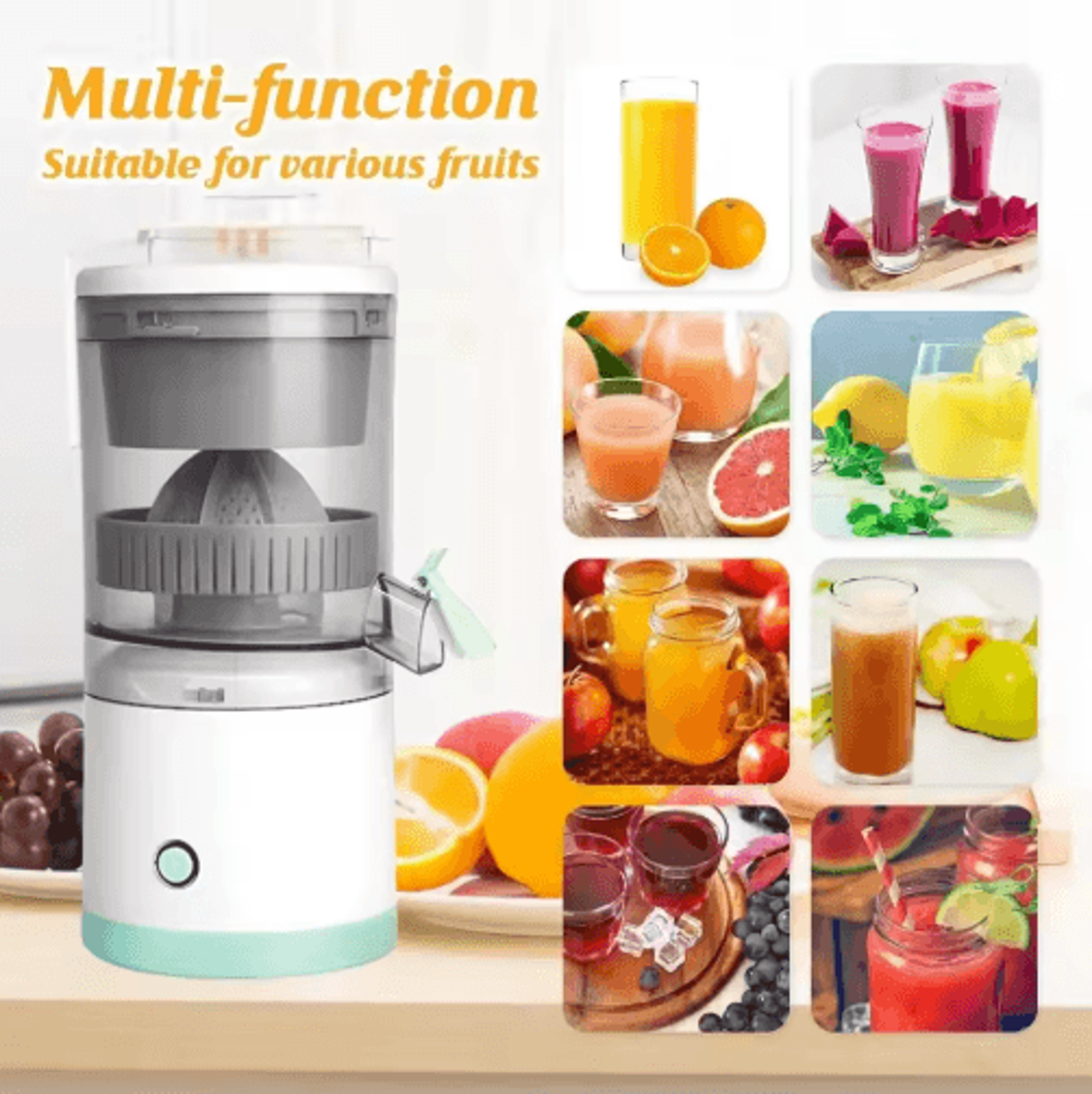 Portable Electric Juicer  USB Rechargeable Wireless Citrus Juicer For Oranges Lemons  More 6