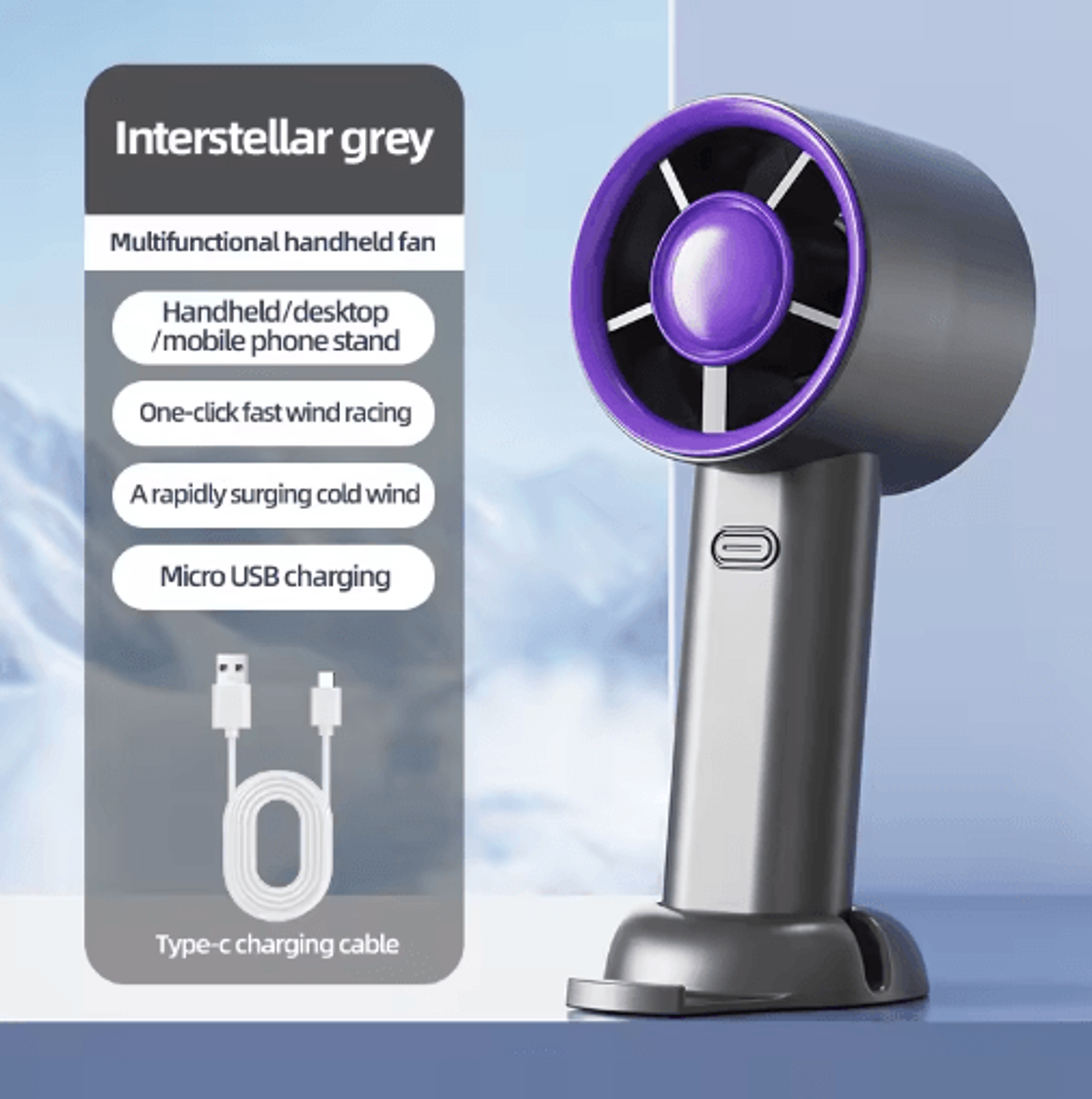 Mini Portable Handheld Fan  USB Rechargeable Cooling Fan With Digital Display 1