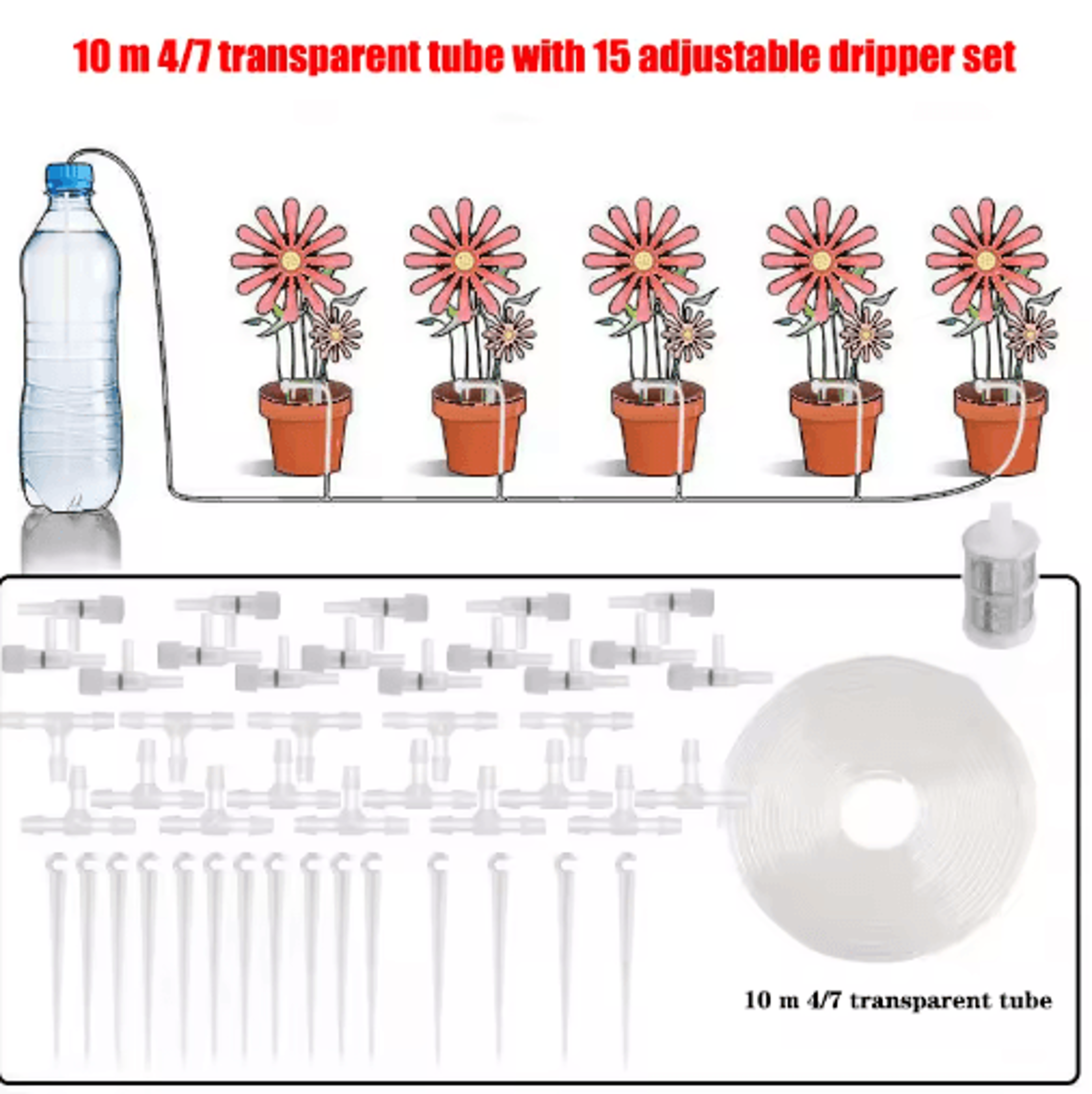Garden Drip Irrigation Kit With Adjustable Flow Valve  Micro Dripper Watering System For Potted Pla 6