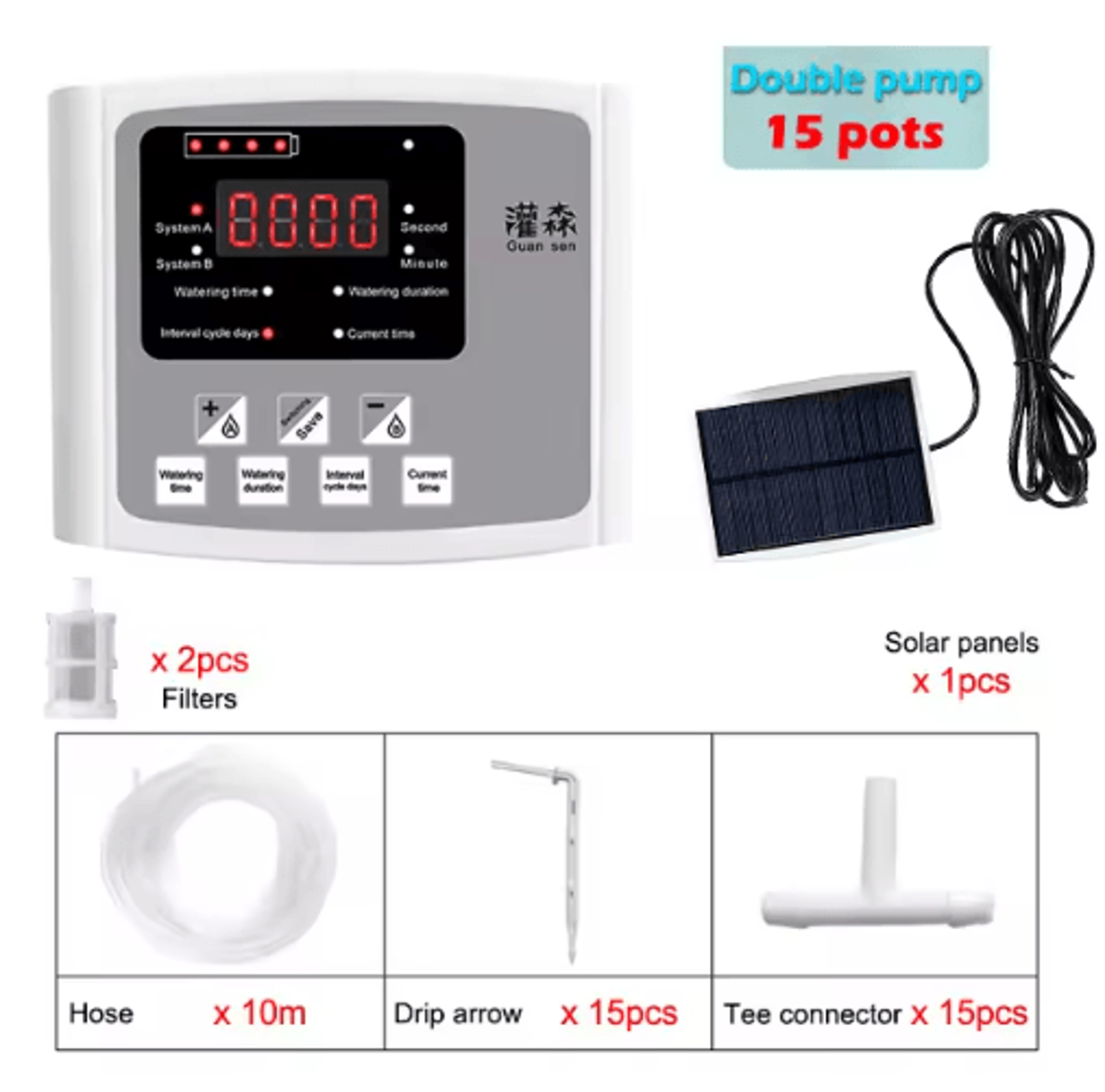 Solar Smart Drip Irrigation System  Automatic Garden Watering Timer With Dual Pump Controller 5