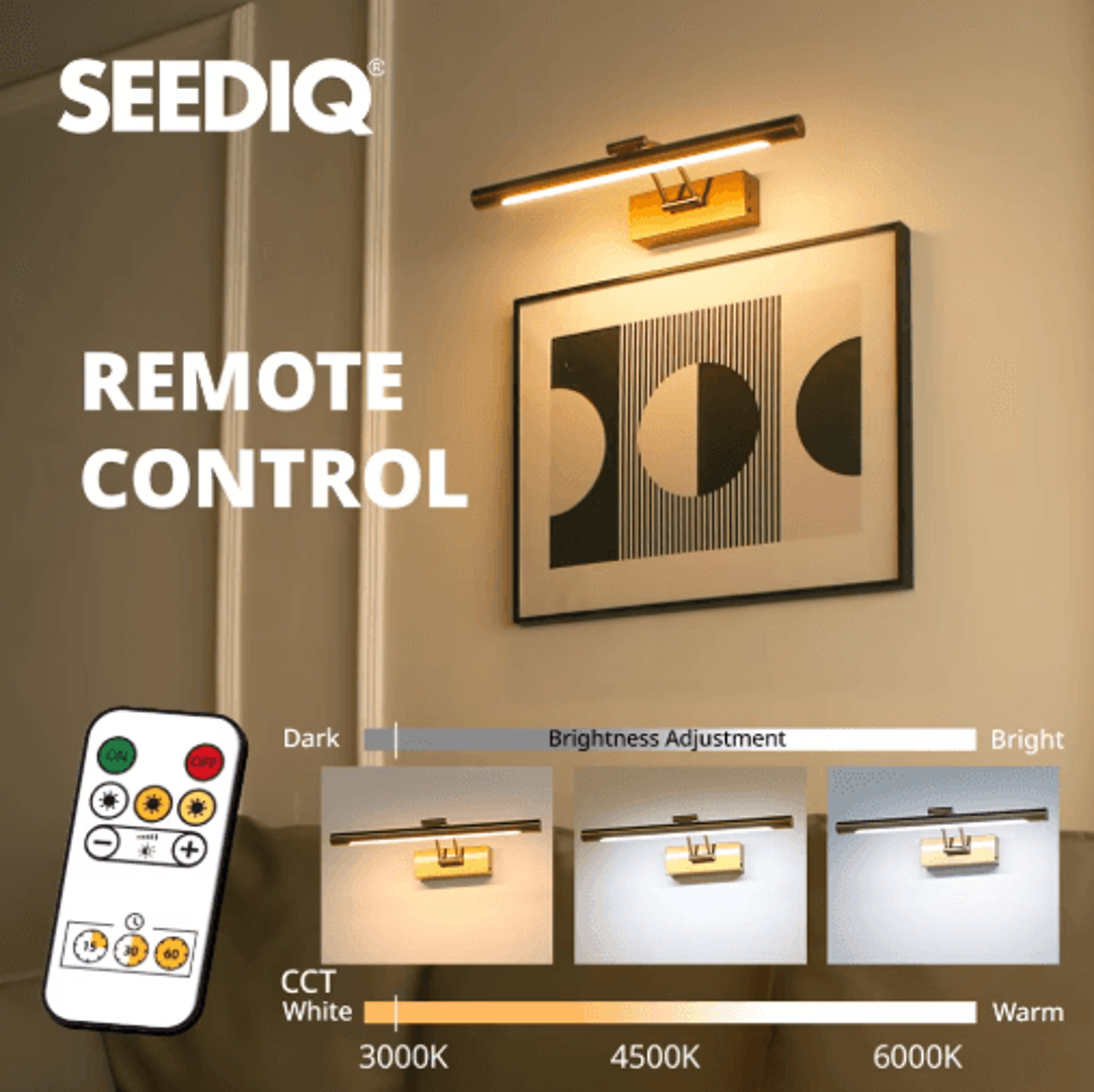 40CM Rechargeable LED Picture Light  Wireless Wall Lamp With Remote Control  4400mAh Battery 7