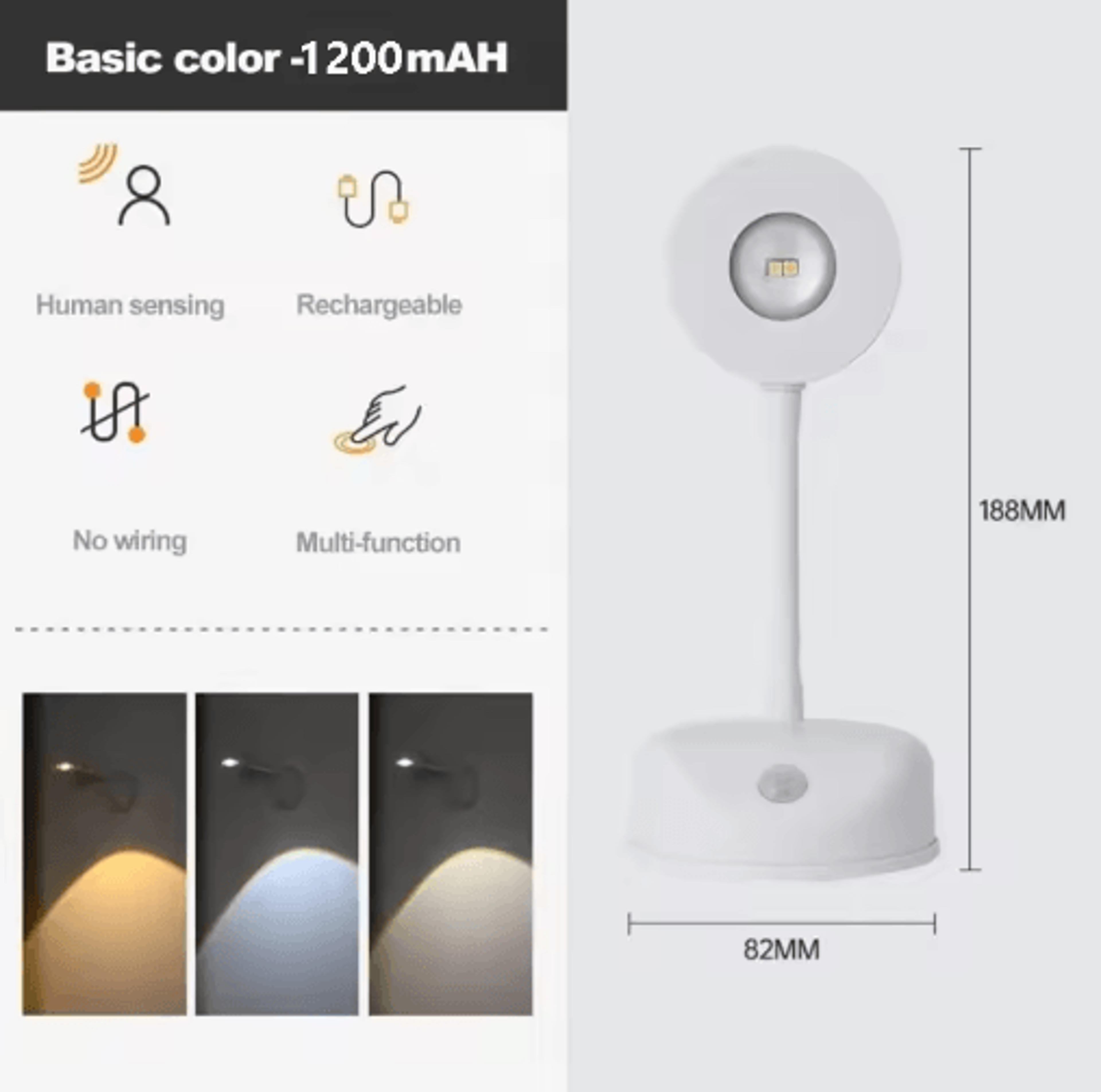 HPH USB Rechargeable Motion Sensor LED Wall Light  Wireless Dimmable Spotlight For Paintings  Pictu 8