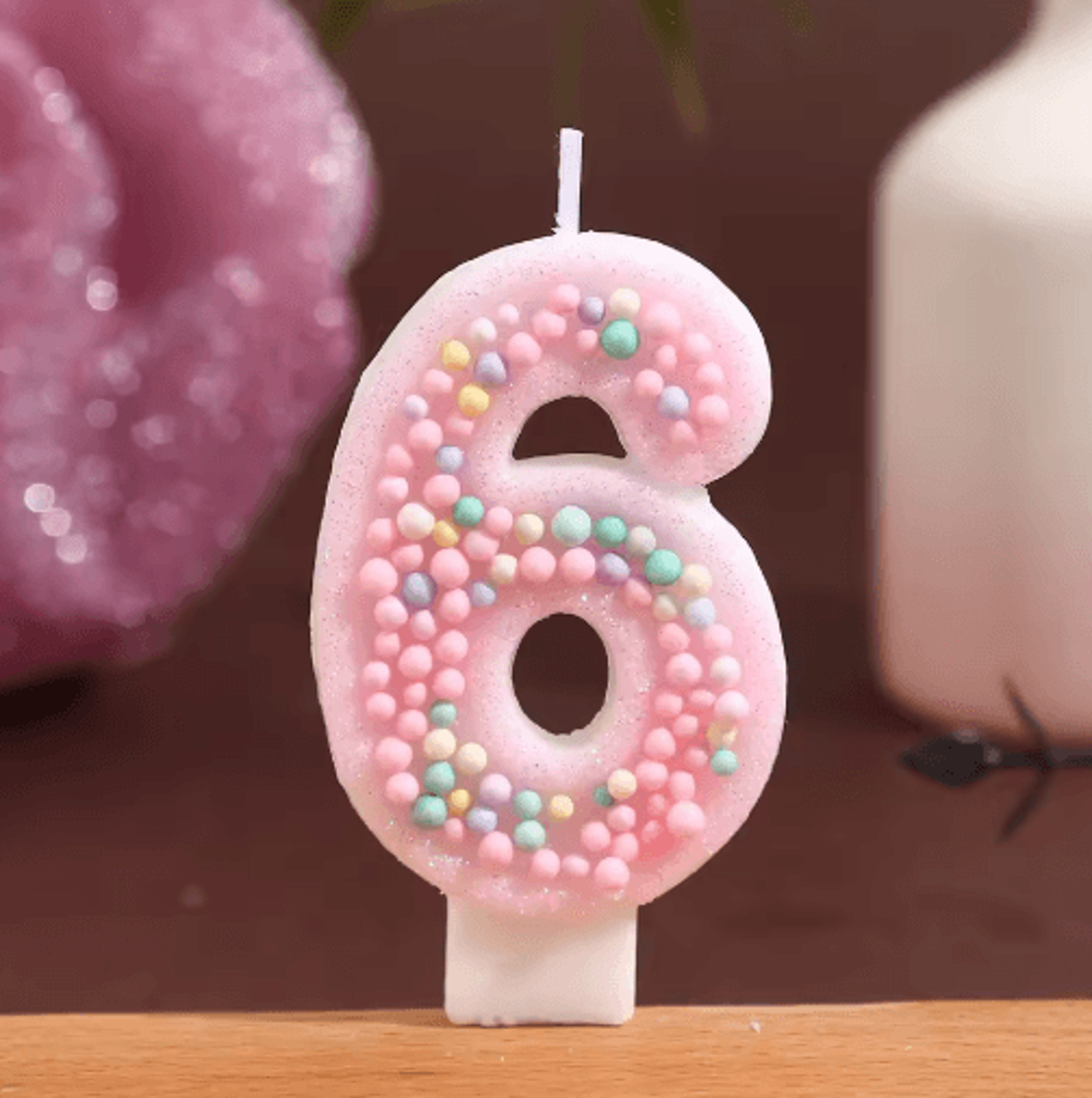 Macaron Ball Number Birthday Candle Set  Colorful Threaded Digital Cake Decorations 10