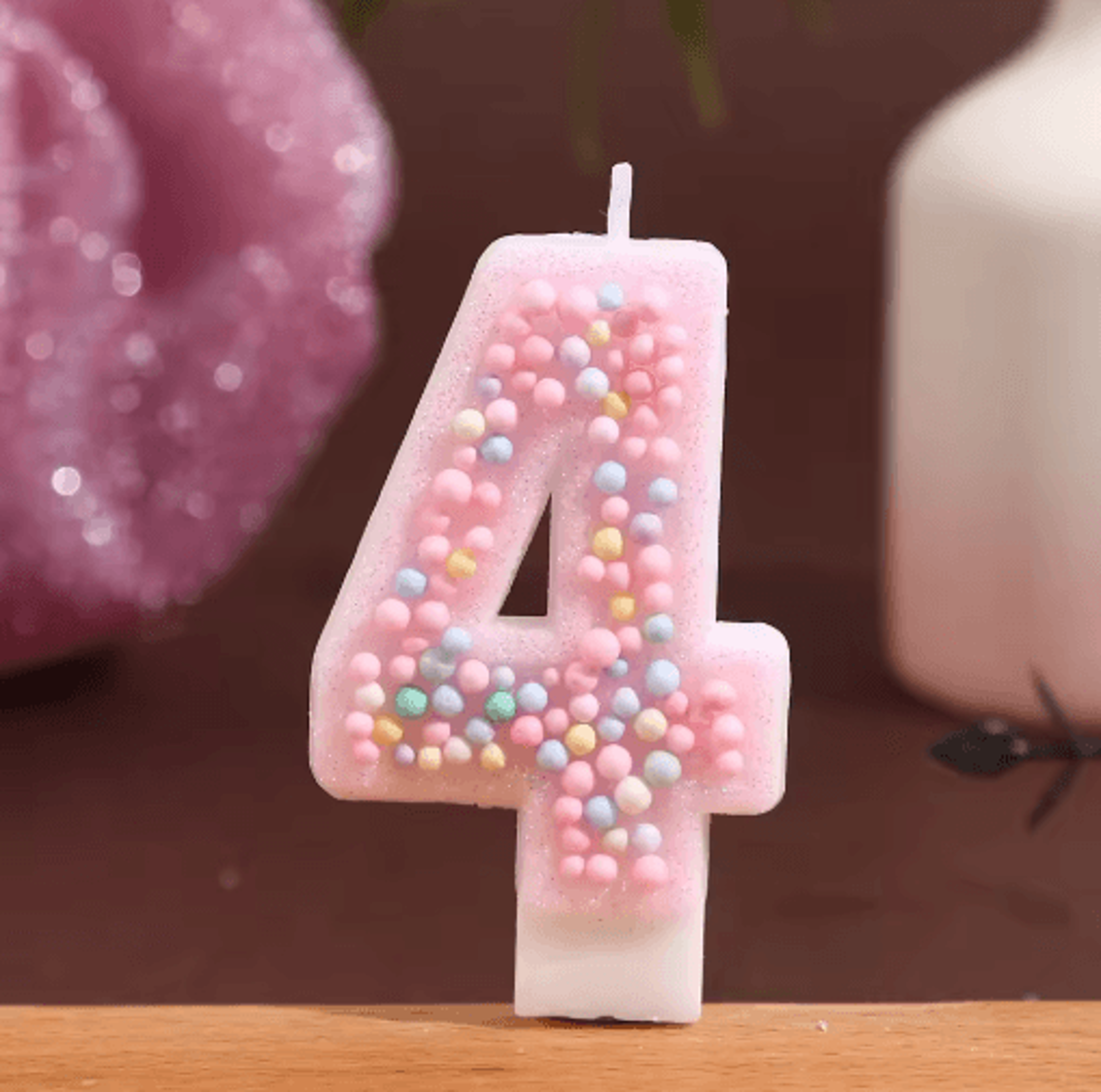 Macaron Ball Number Birthday Candle Set  Colorful Threaded Digital Cake Decorations 5