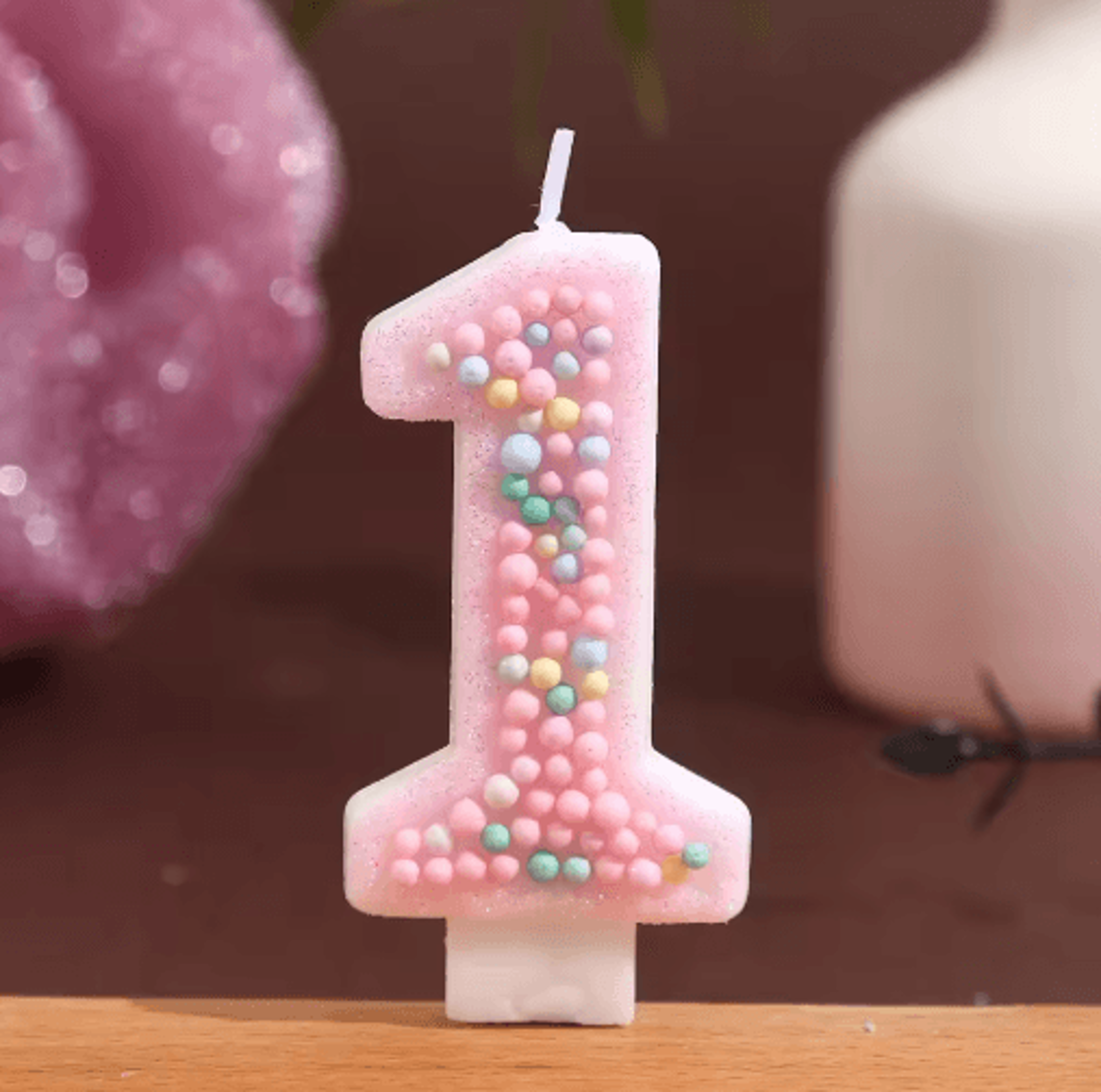 Macaron Ball Number Birthday Candle Set  Colorful Threaded Digital Cake Decorations 8