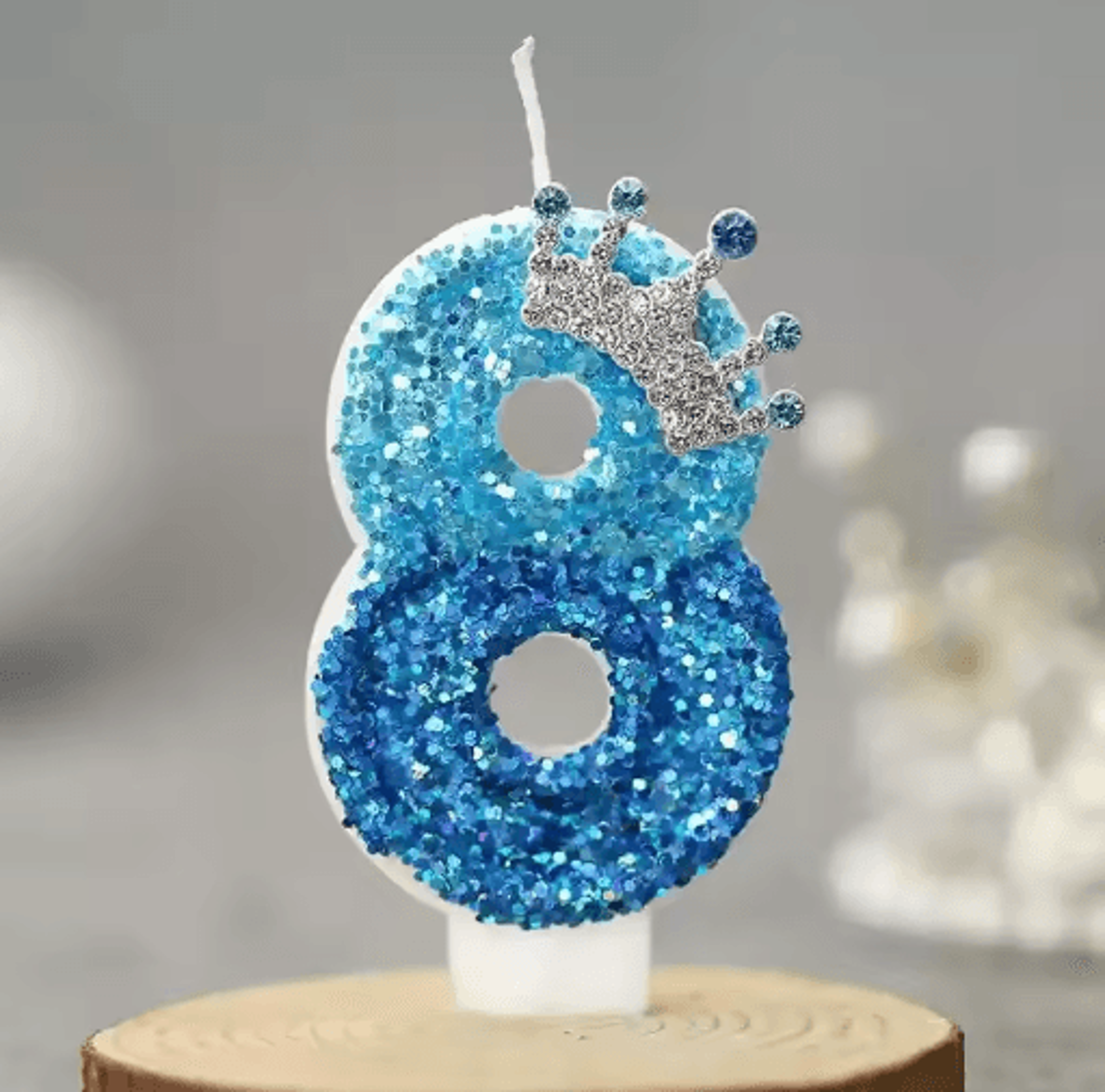 Blue Princess Crown Number Birthday Candle 09  Royal Cake Topper For Girls Birthday Parties 3