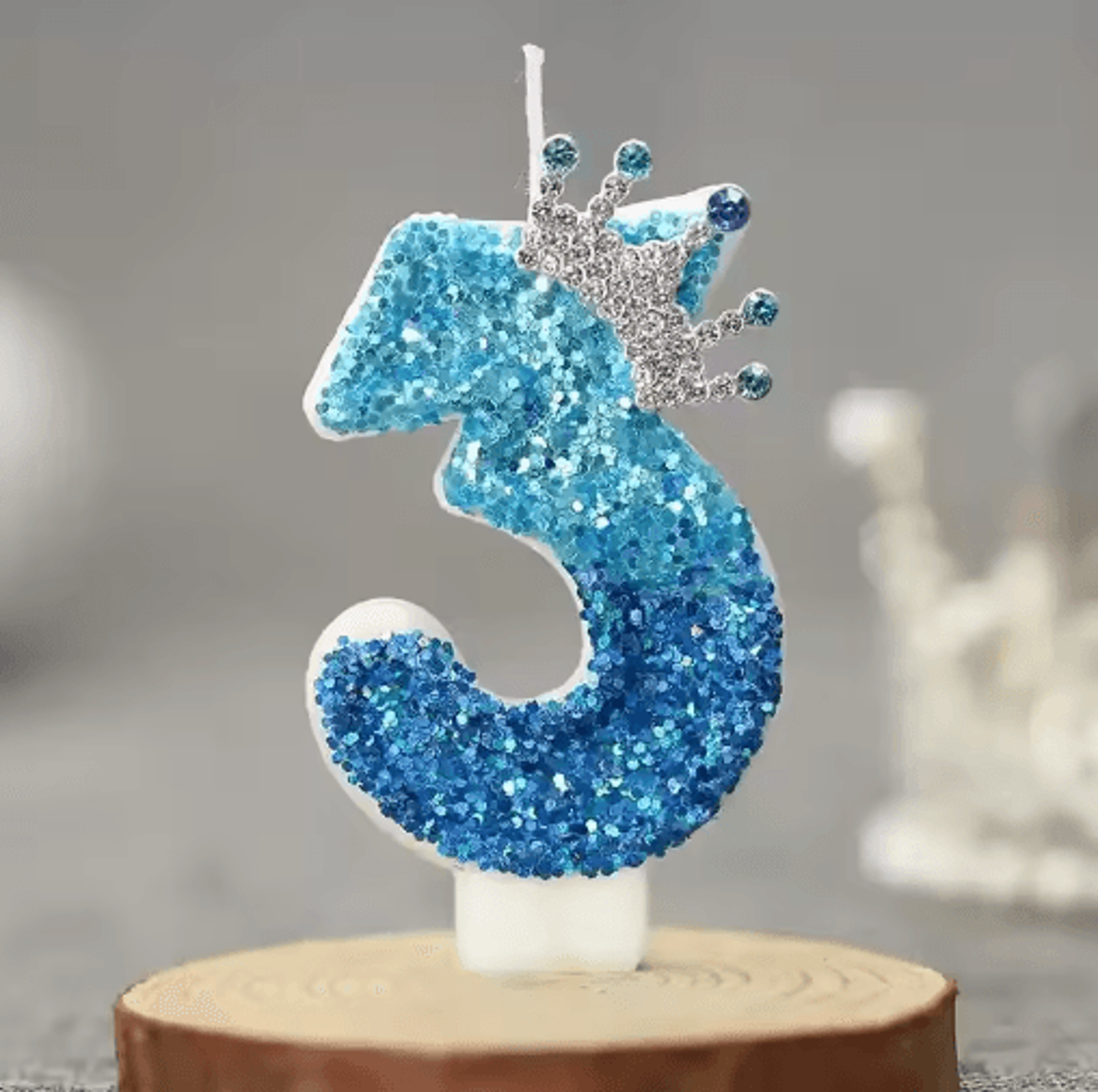 Blue Princess Crown Number Birthday Candle 09  Royal Cake Topper For Girls Birthday Parties 4