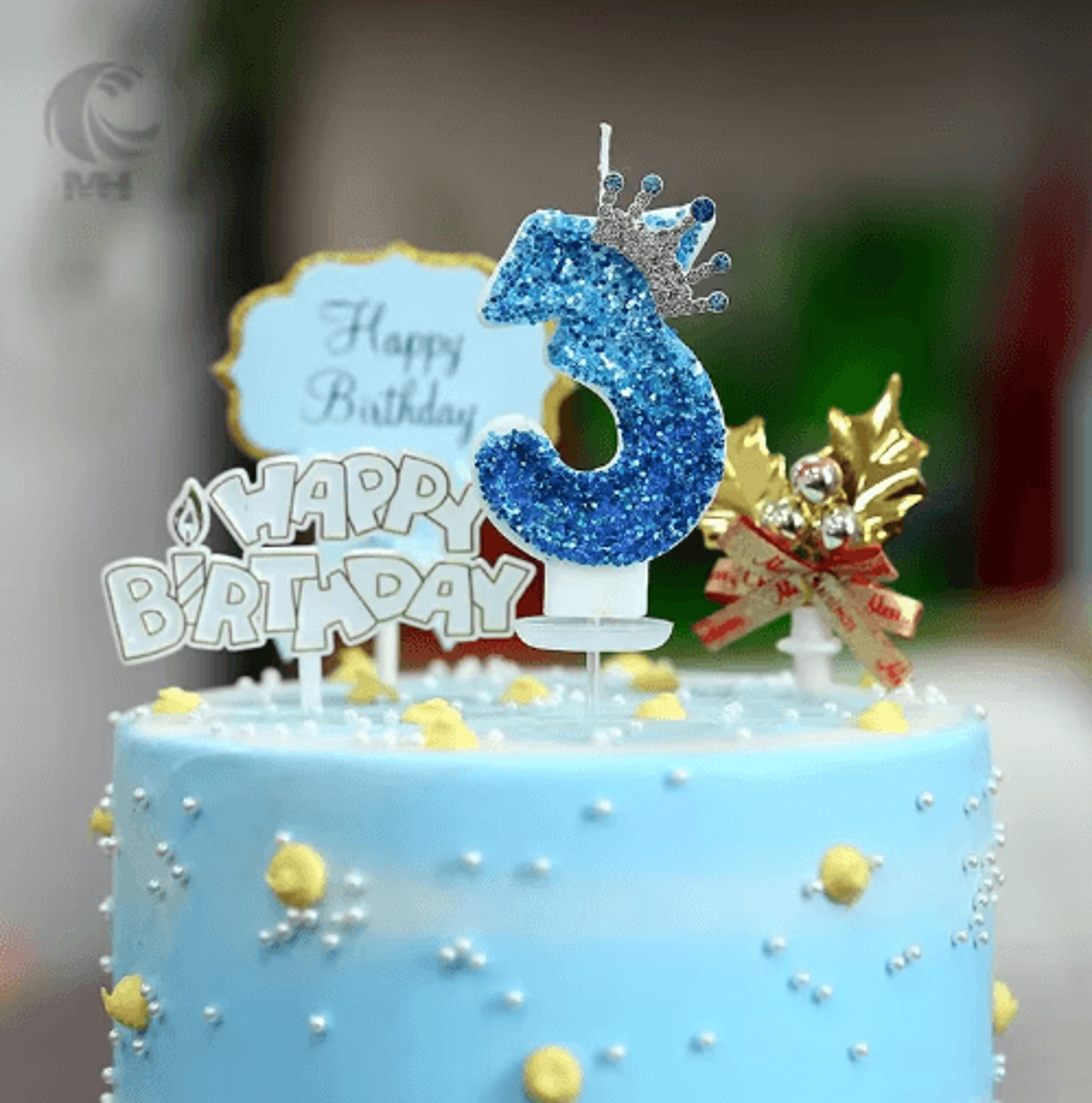 Blue Princess Crown Number Birthday Candle 09  Royal Cake Topper For Girls Birthday Parties 0