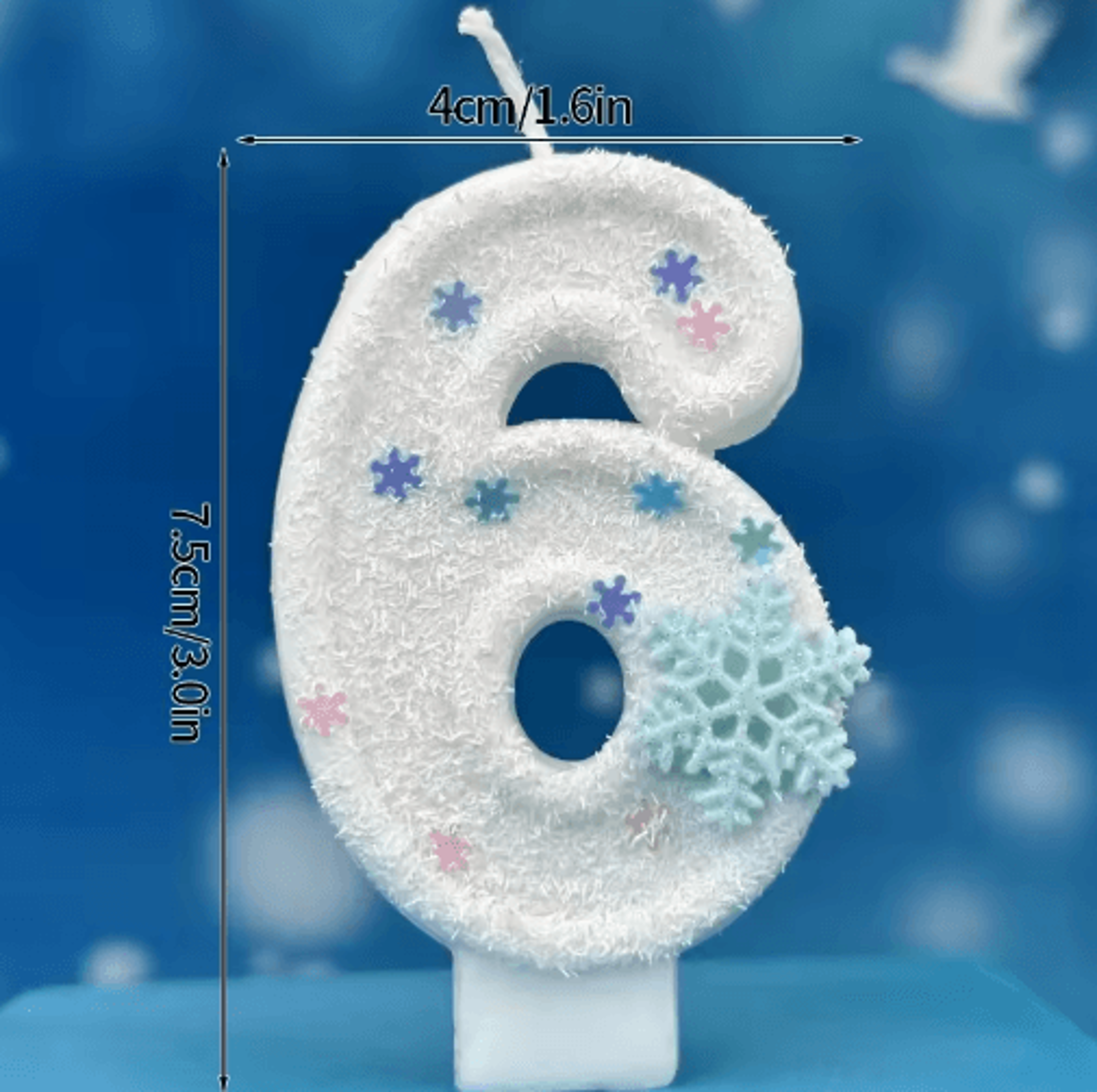 Snowflake Number Birthday Candles 09  WinterThemed Cake Toppers For Christmas  Birthday Parties 5