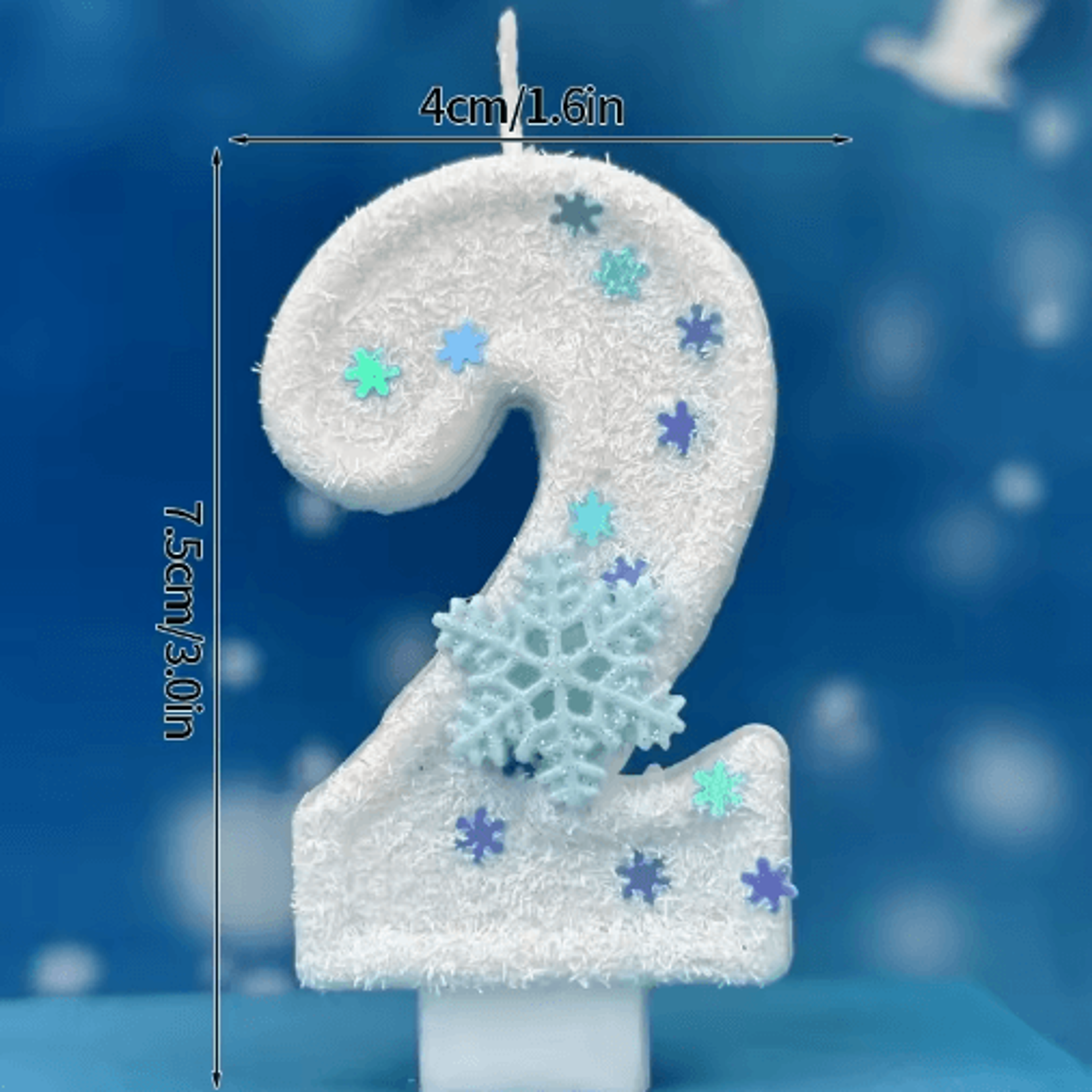 Snowflake Number Birthday Candles 09  WinterThemed Cake Toppers For Christmas  Birthday Parties 9