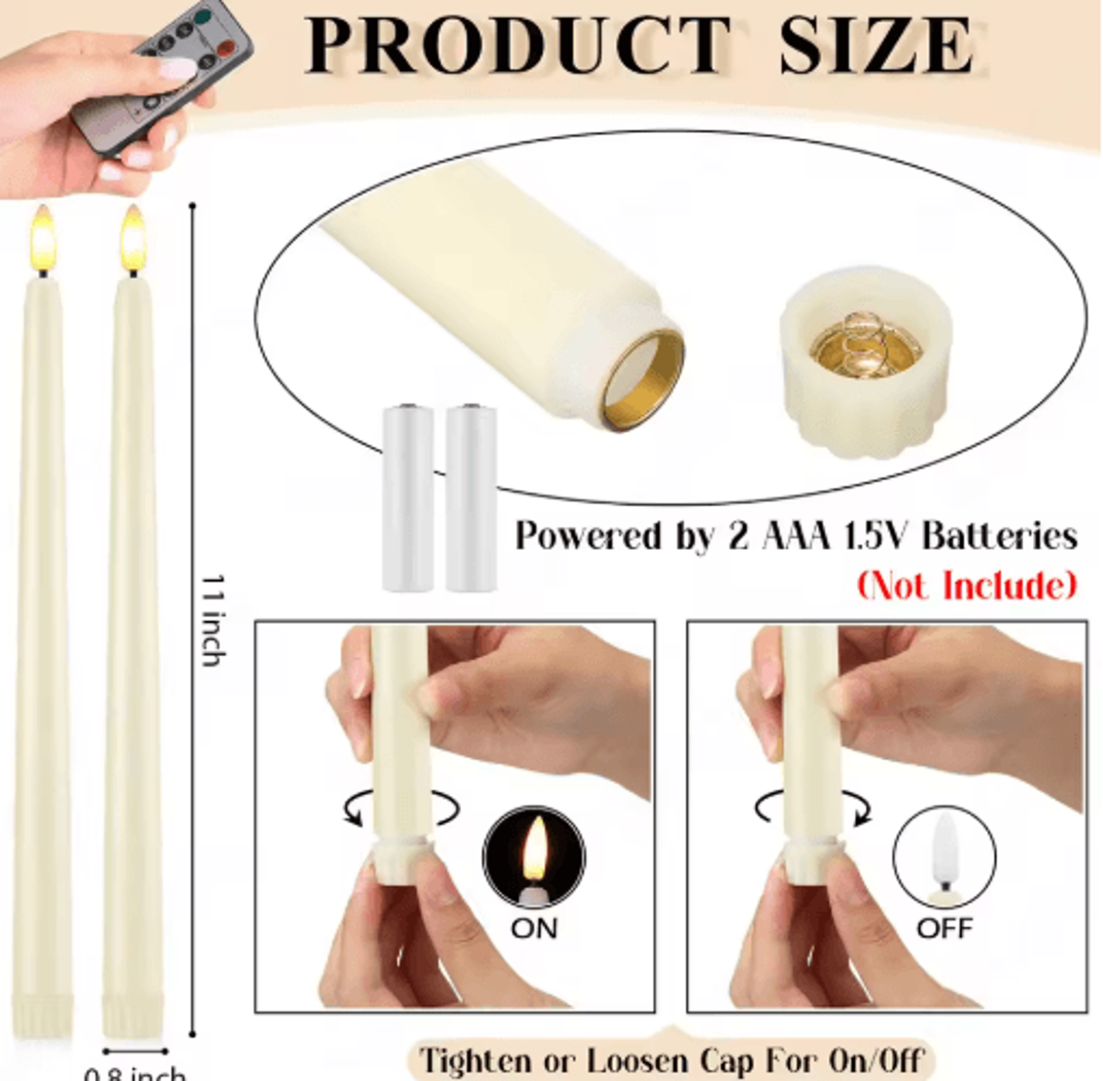 1272PCS Flameless LED Taper Candles With Remote  Flickering Wedding Candles For Parties  Home Decor 12