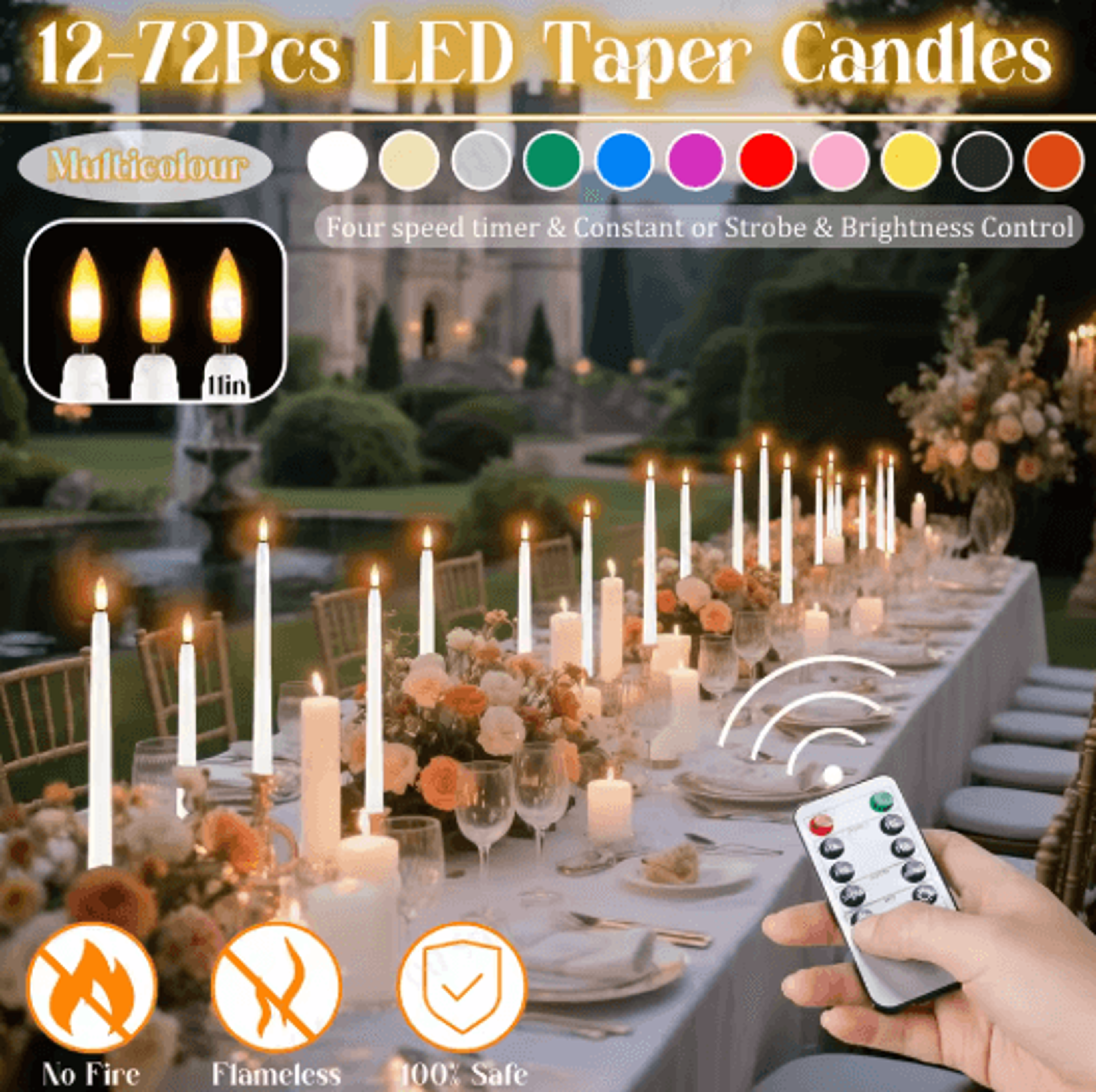 1272PCS Flameless LED Taper Candles With Remote  Flickering Wedding Candles For Parties  Home Decor 0