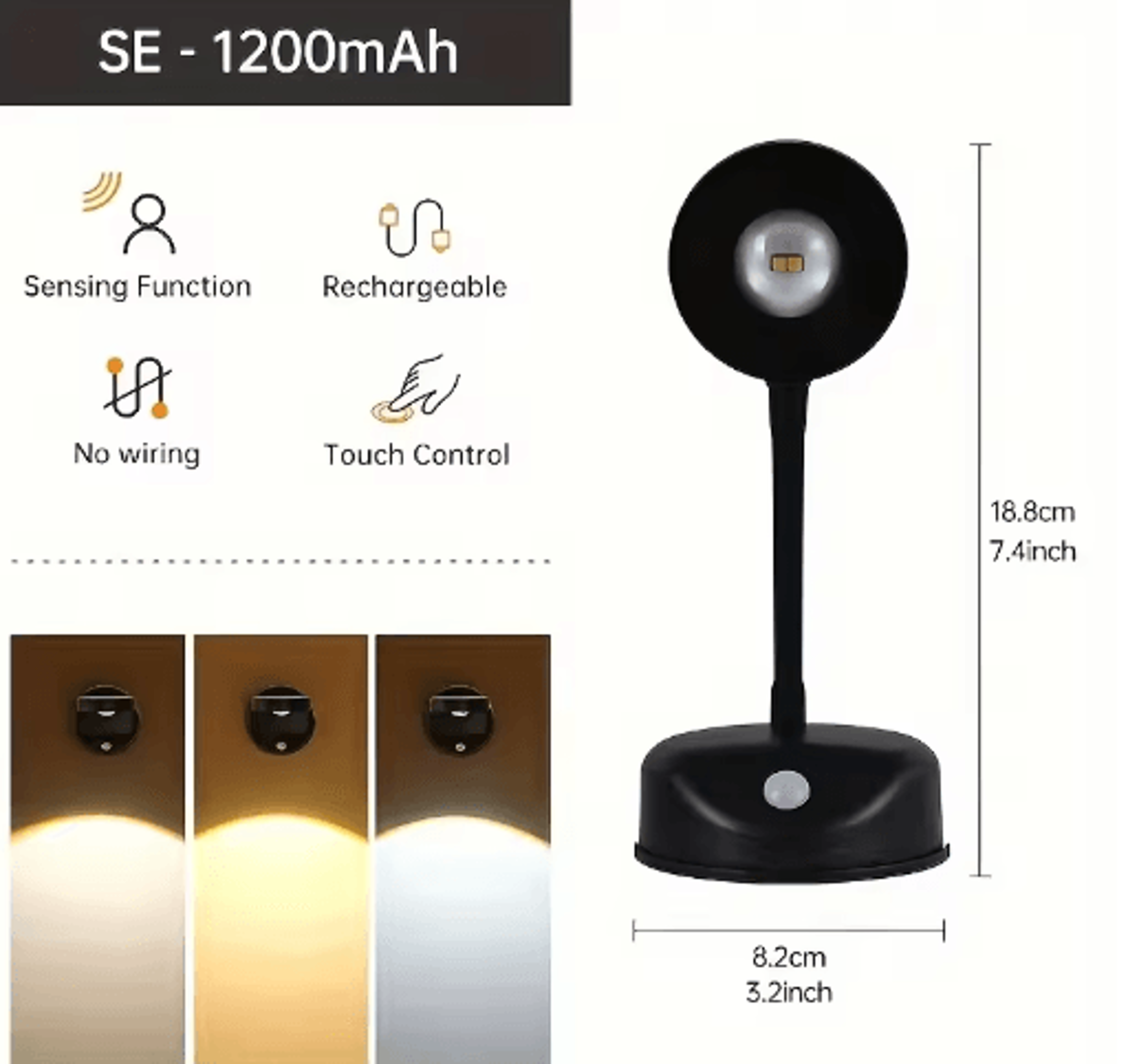 Rechargeable Motion Sensor LED Wall Lamp  Wireless Dimmable Spotlight For Artwork  Night Lighting 2