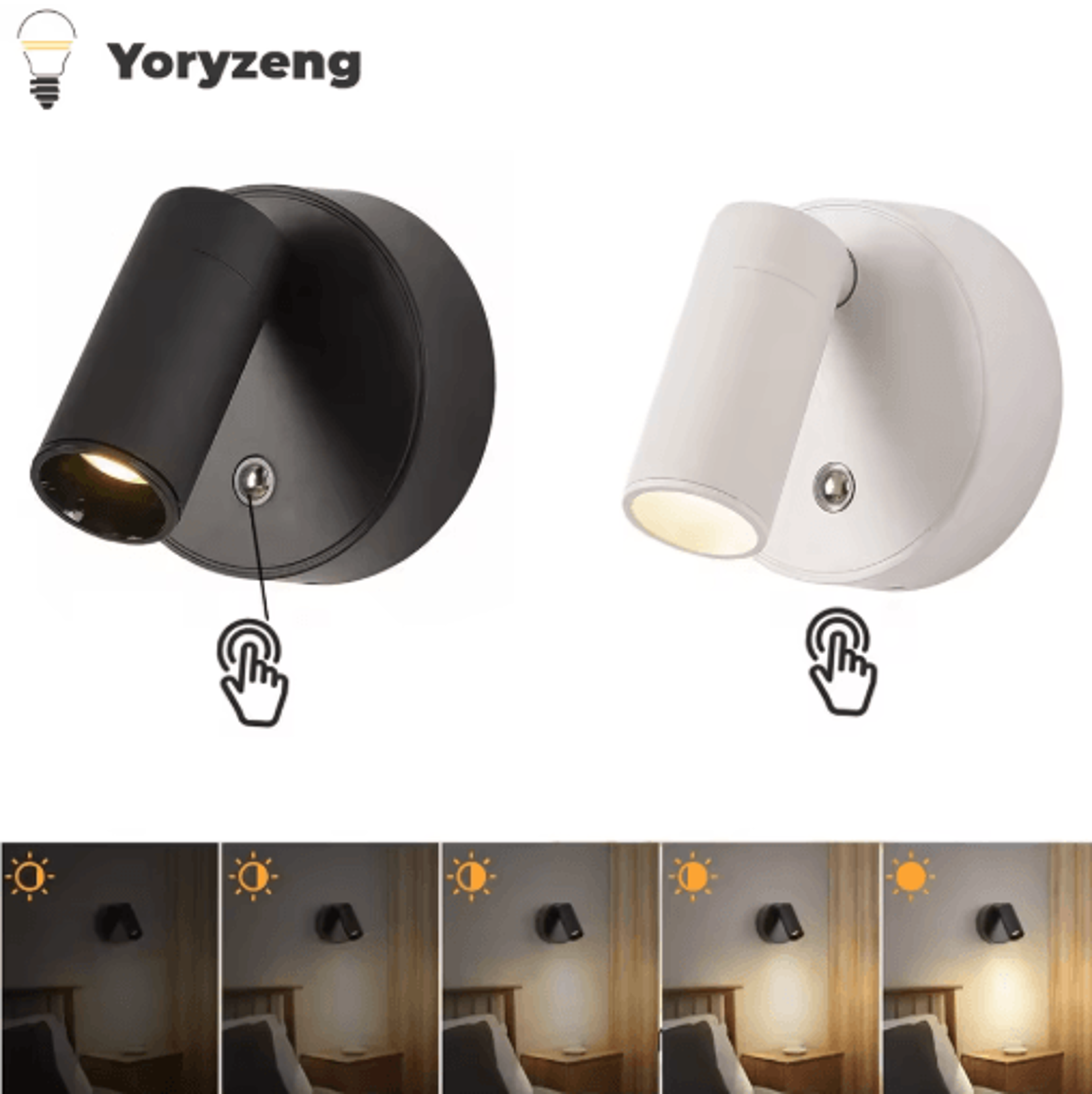 USB Rechargeable Magnetic LED Wall Light  Wireless Touch Dimmable Bedside Reading Lamp With TypeC C 0