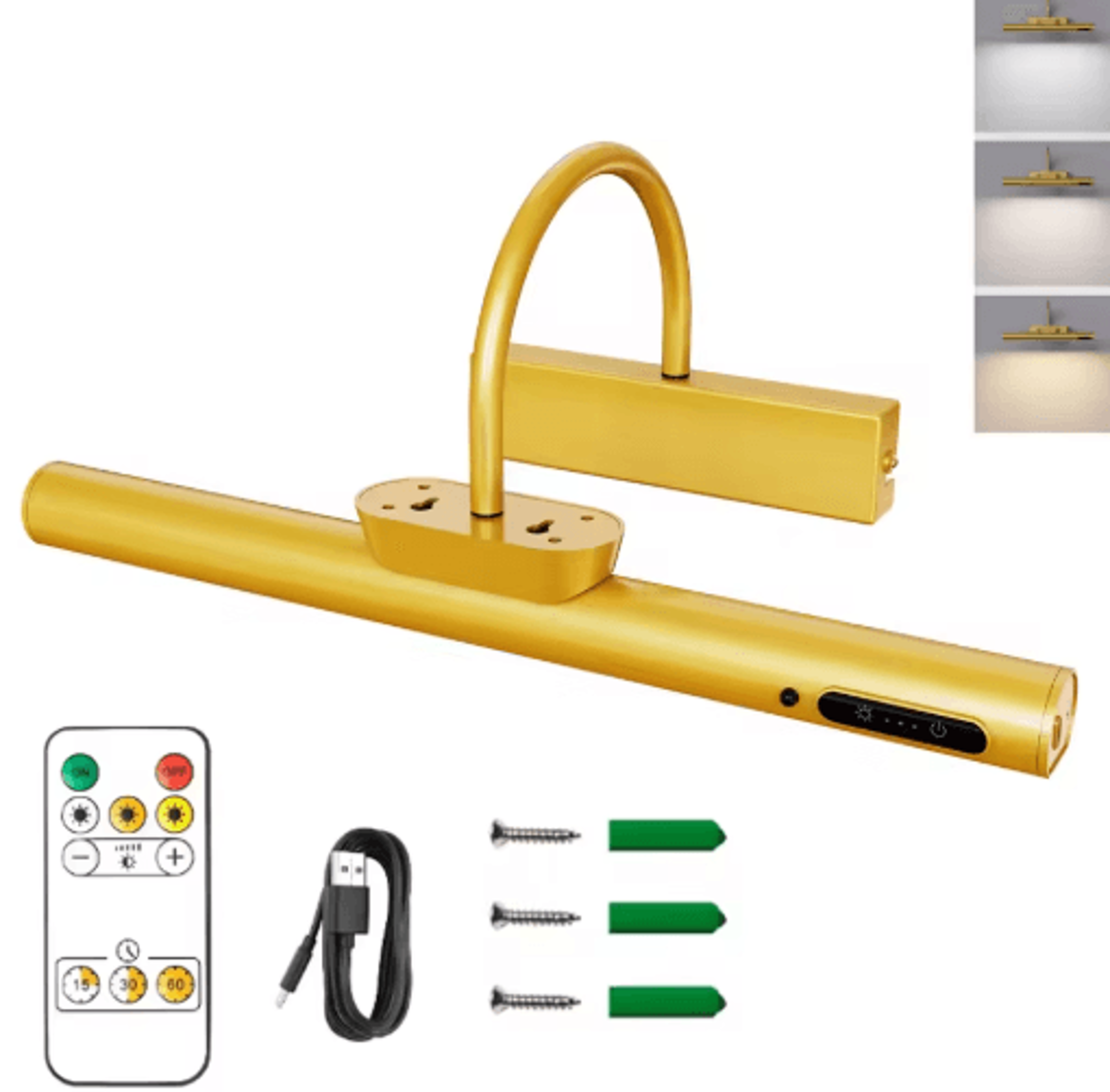 Modern Rechargeable Waterproof Picture Light  Wireless Dimmable Wall Sconce With Remote Control 4