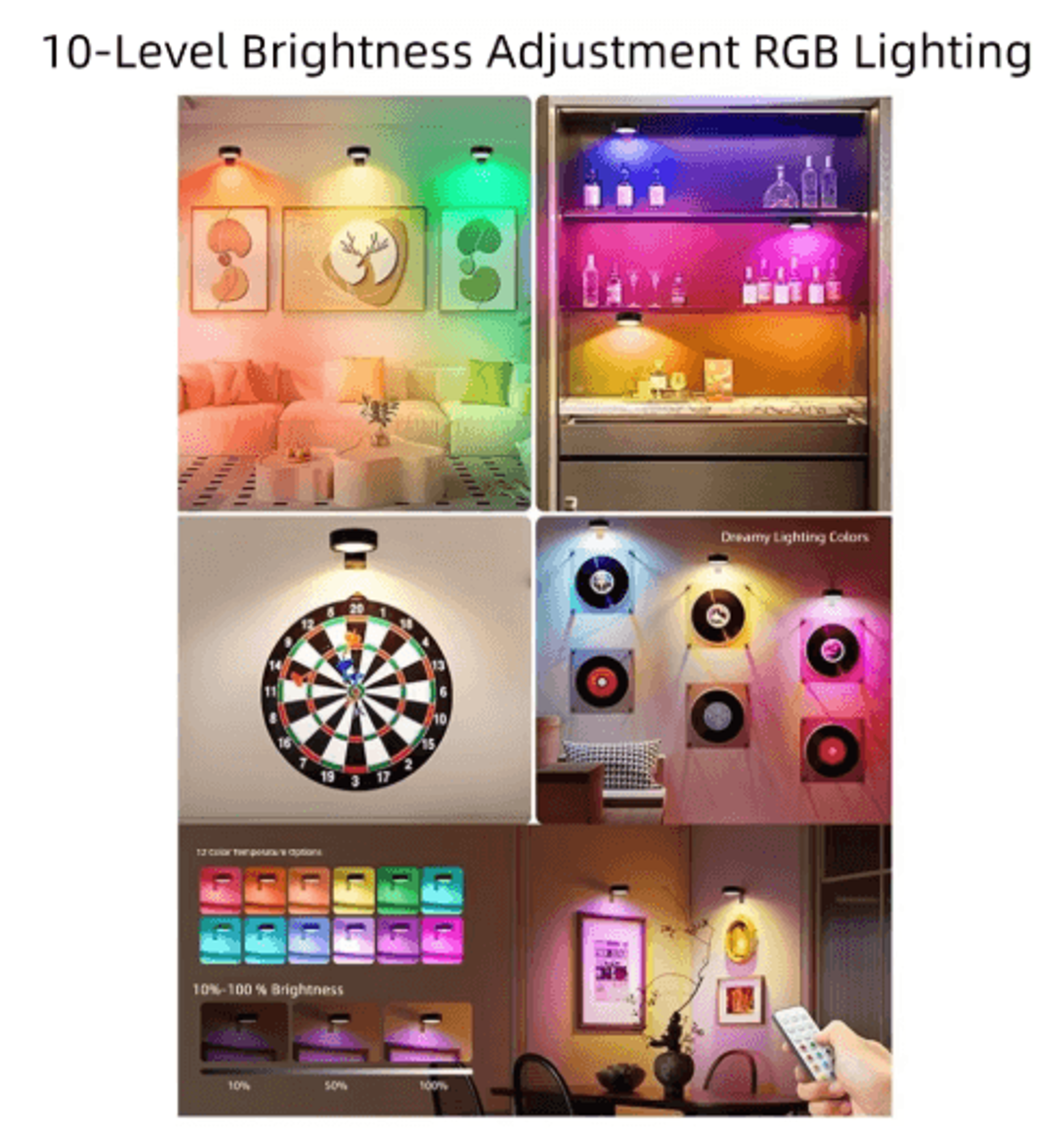 123PCS Rechargeable Magnetic LED Picture Light  Wireless Dimmable Wall Light With Remote  Timer 11