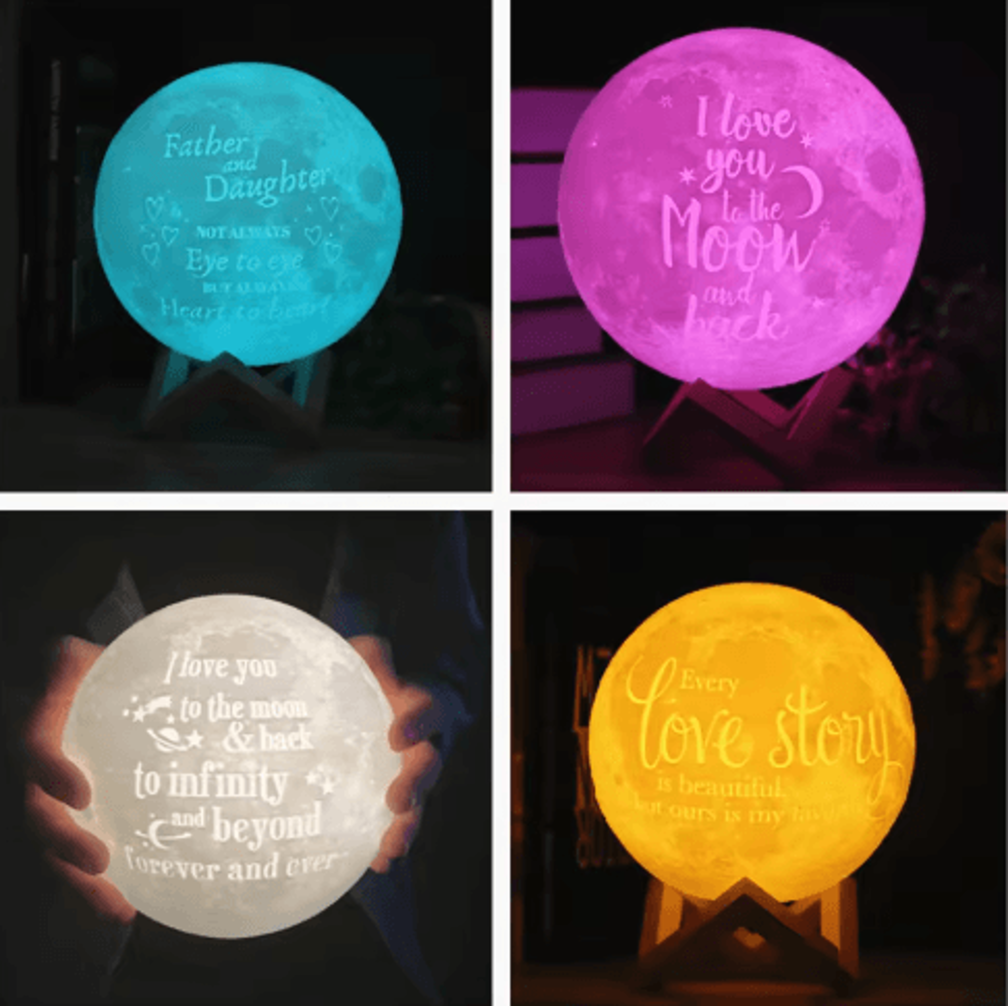 Personalized Photo Moon Lamp  Custom Engraved LED Night Light With 2316 Color Options 6