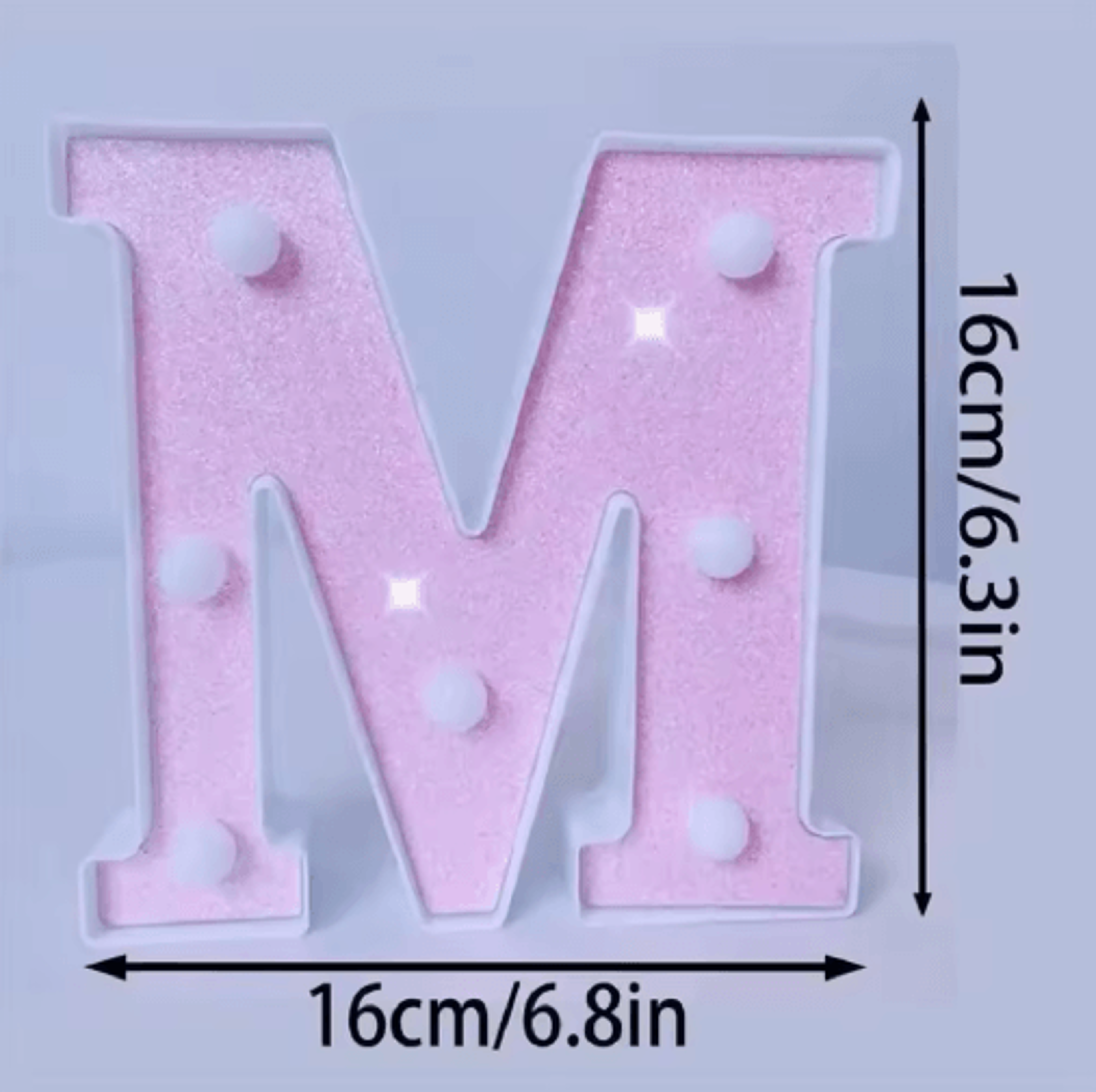 16cm Pink Glitter LED Letter  Number Light  Battery Powered Decorative Marquee Light For Parties  E 13
