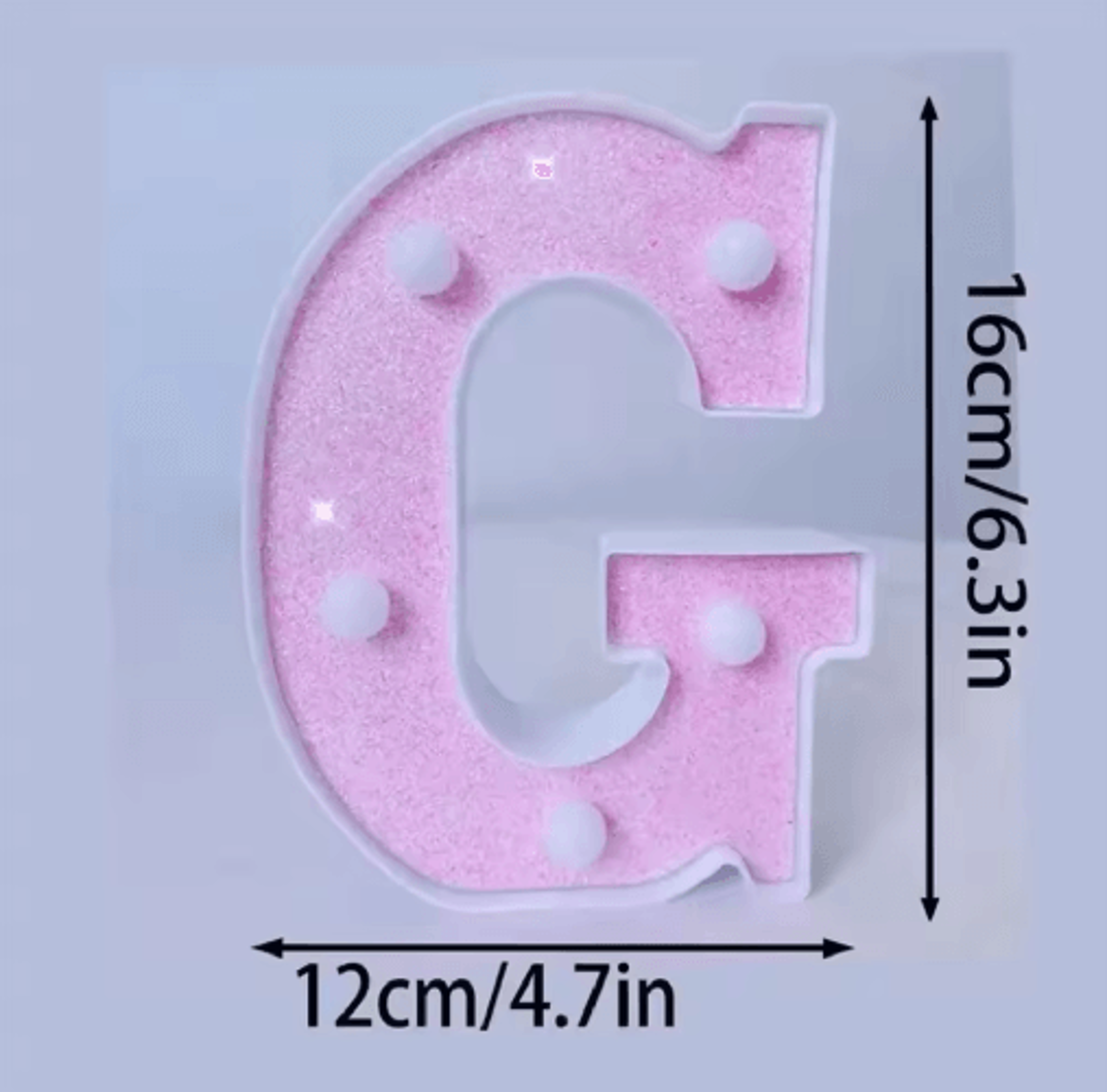 16cm Pink Glitter LED Letter  Number Light  Battery Powered Decorative Marquee Light For Parties  E 19