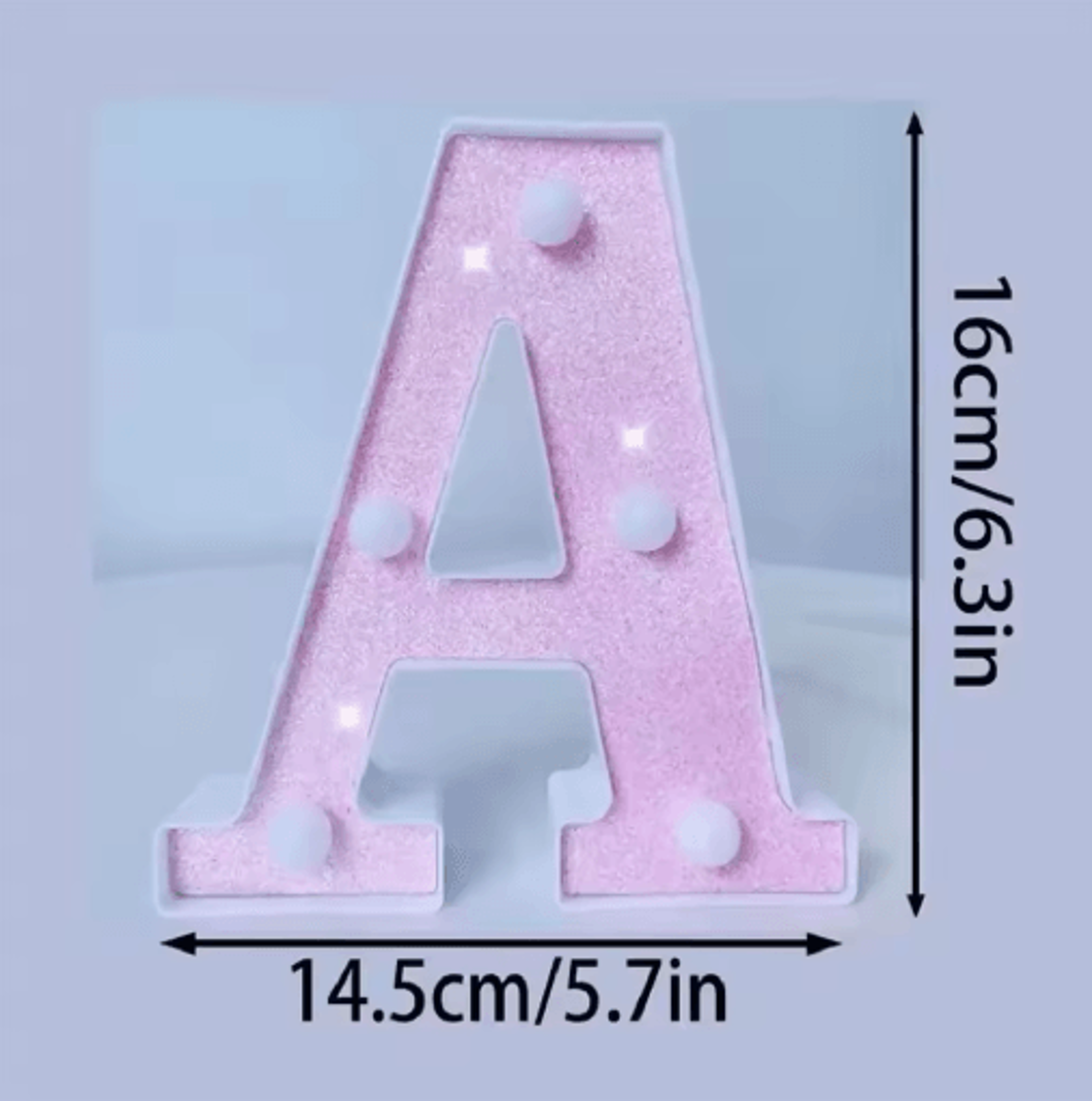 16cm Pink Glitter LED Letter  Number Light  Battery Powered Decorative Marquee Light For Parties  E 25
