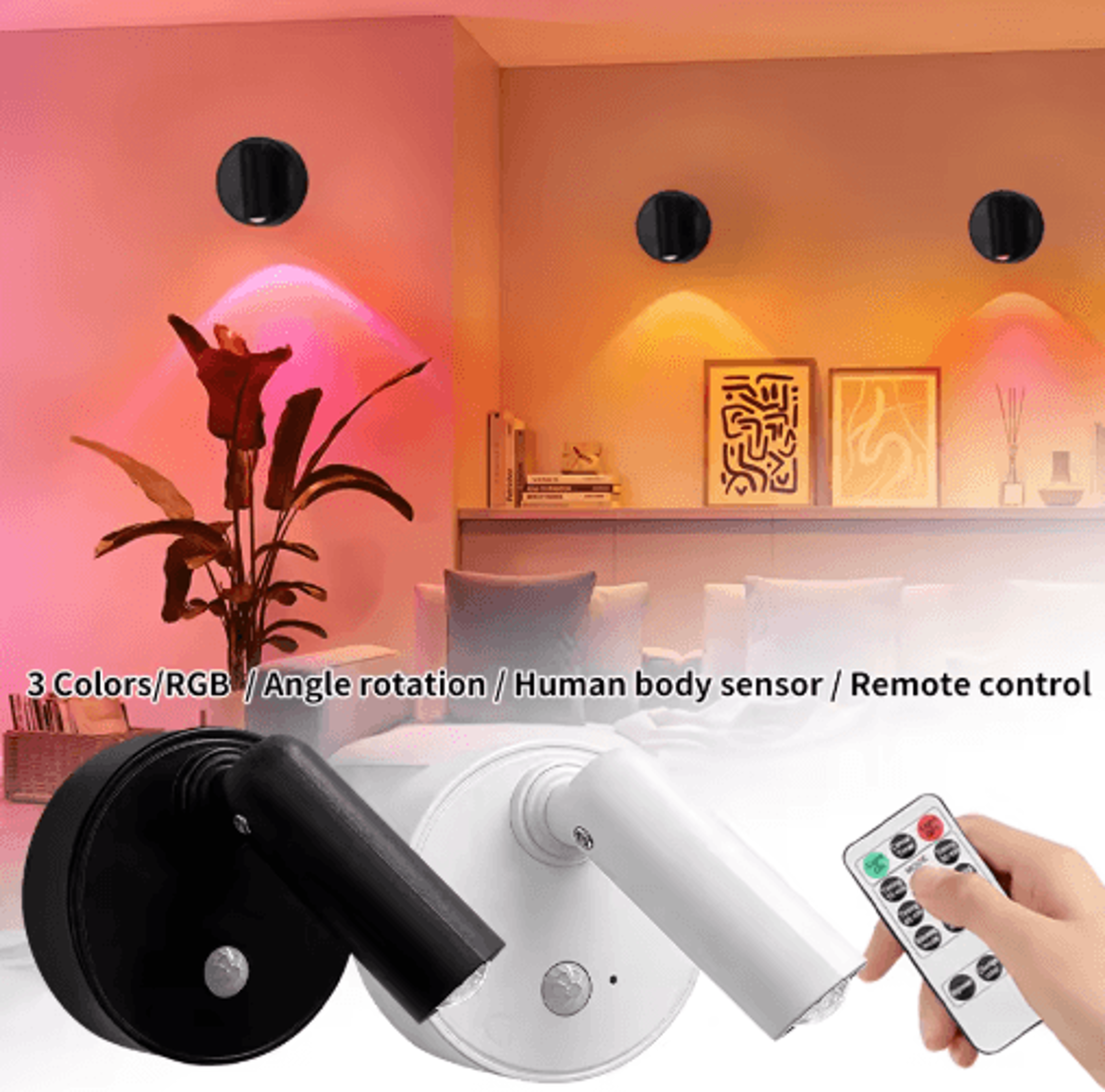 Rechargeable Motion Sensor LED Spotlight  Wireless Wall Light With Remote For Artwork  Bedside Ligh 0
