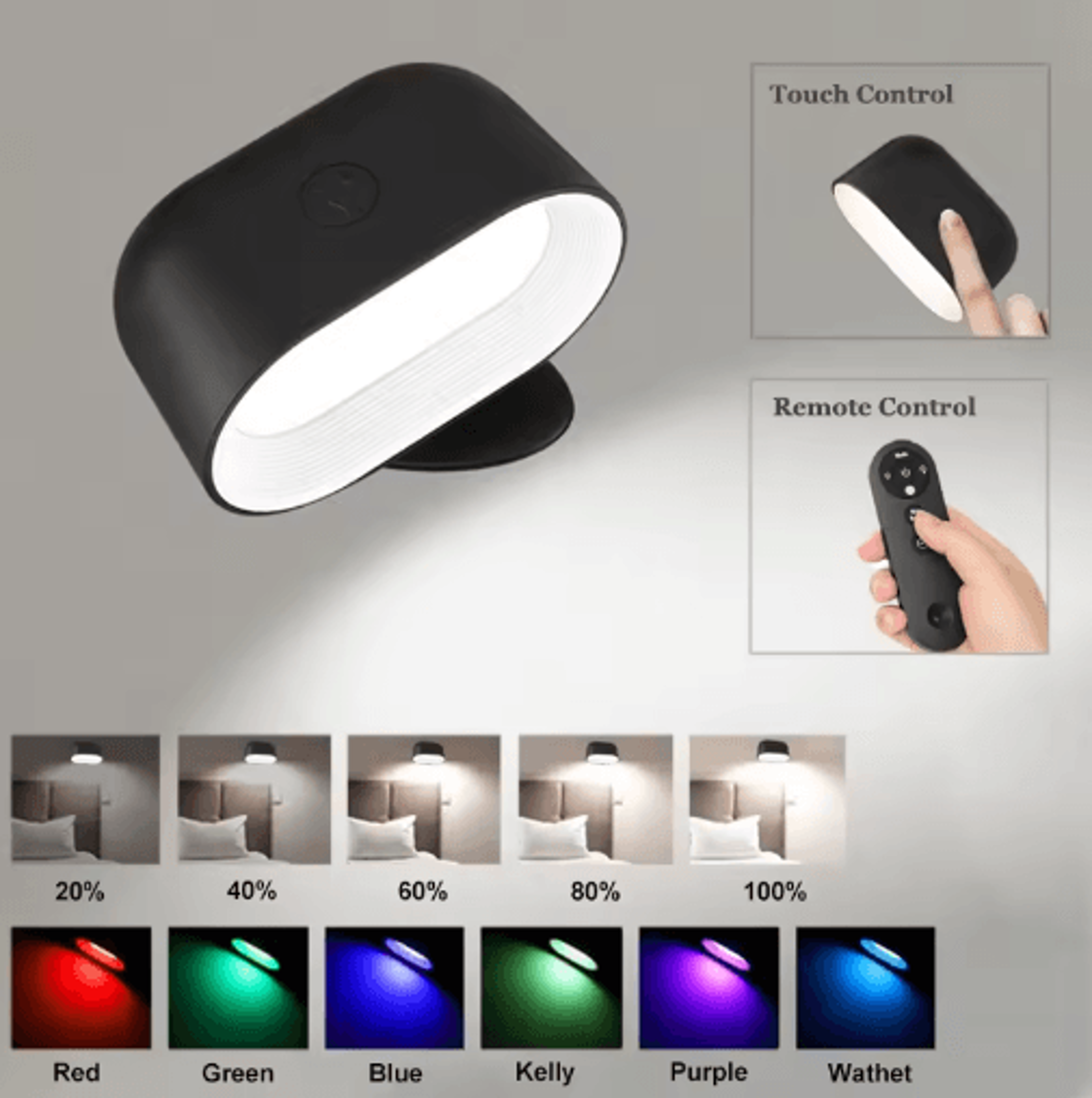 360 Rechargeable Magnetic LED Wall Light  Touch  Remote Control Picture Spotlight 0