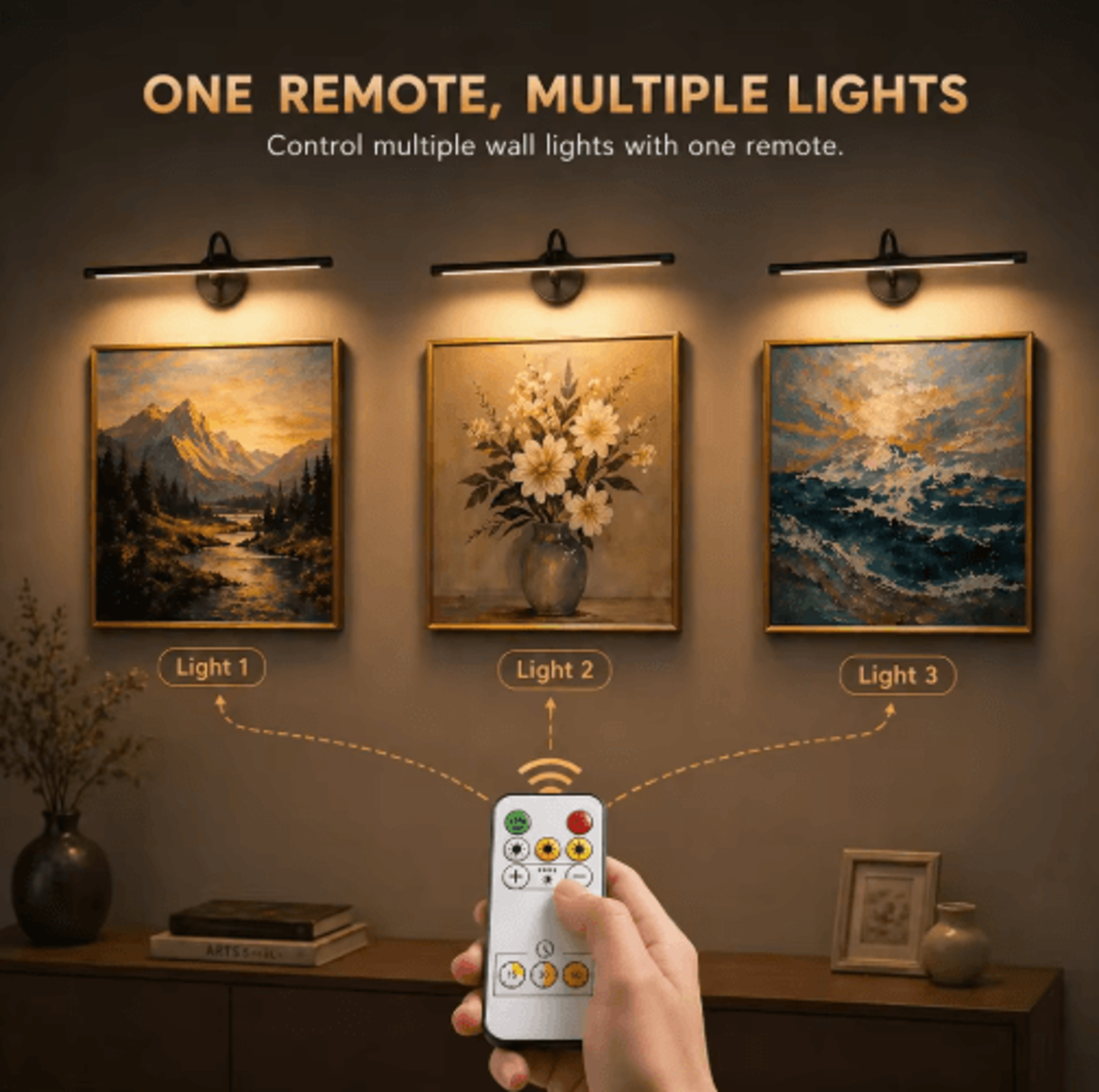 Rechargeable Wireless LED Picture Light  360 Magnetic Wall Lamp With Remote  3Color Dimmable Lighti 5