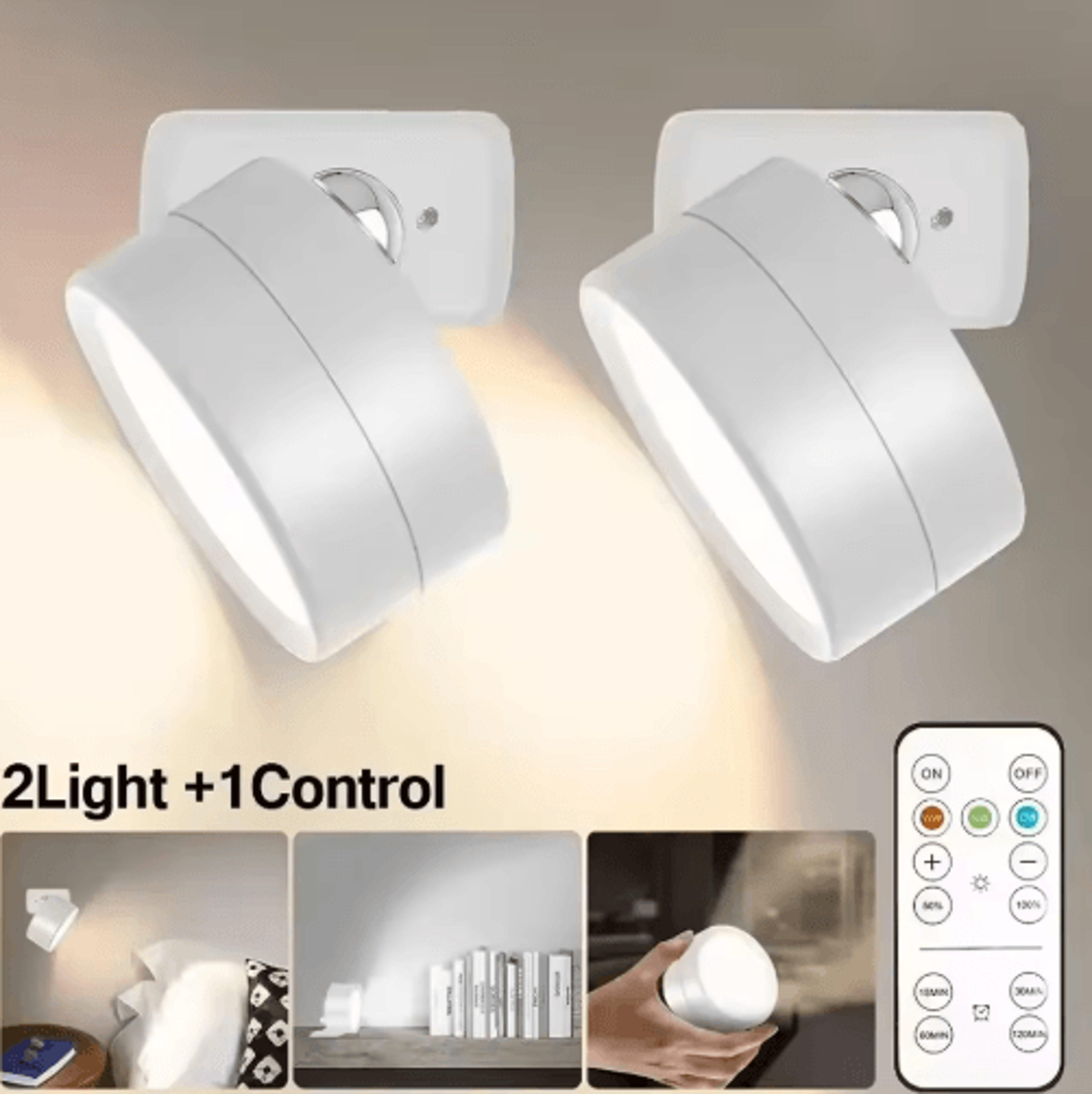 Rechargeable Magnetic LED Wall Sconce Wireless Wall Light With Remote  3Color Dimmable Lighting 2