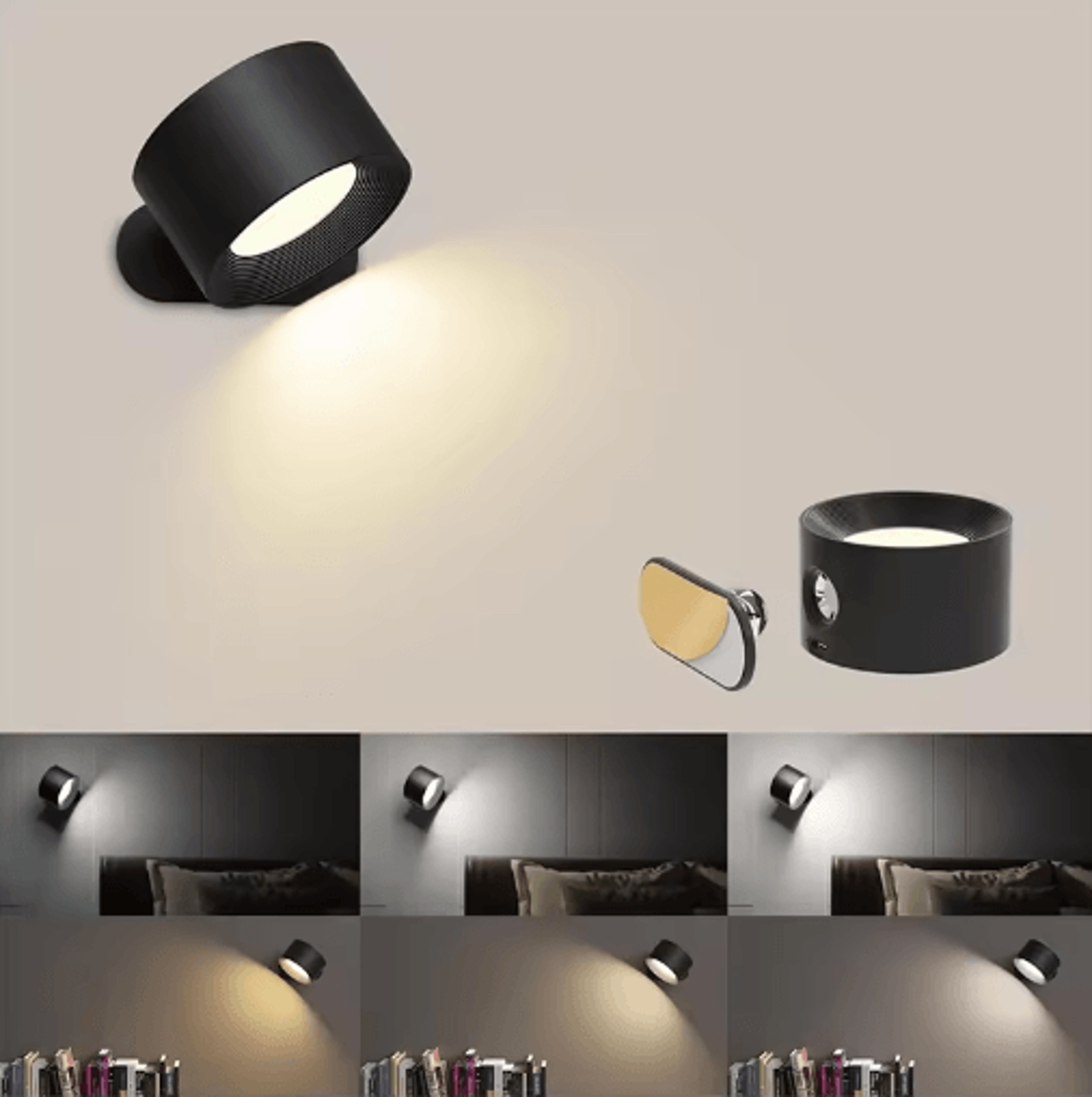 360 Rechargeable LED Wall Lamp  Touch  Remote Control Wireless Reading Light 0