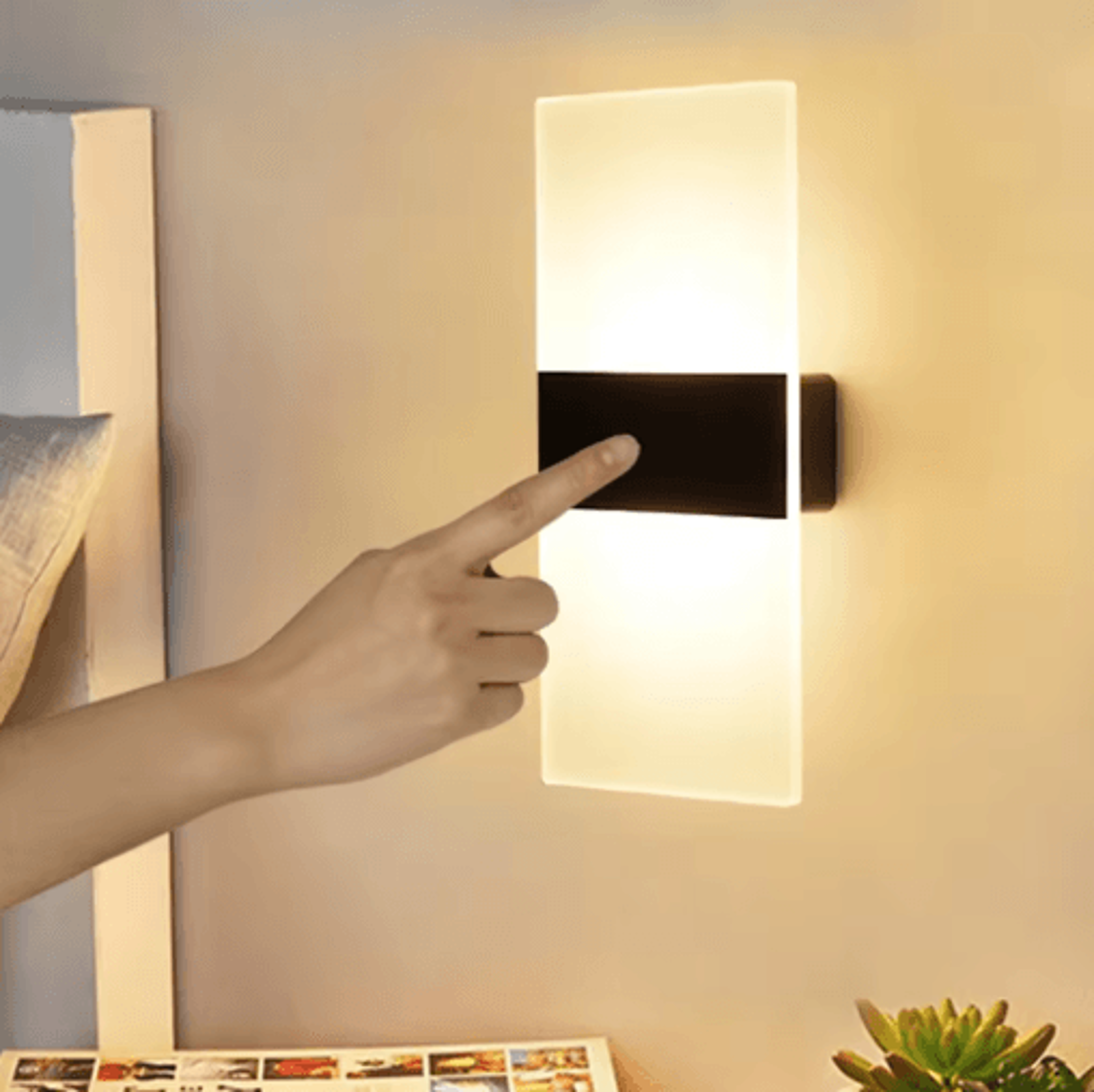 USB Rechargeable Motion Sensor LED Wall Lamp  Nordic Acrylic Wireless Bedside Wall Sconce 9