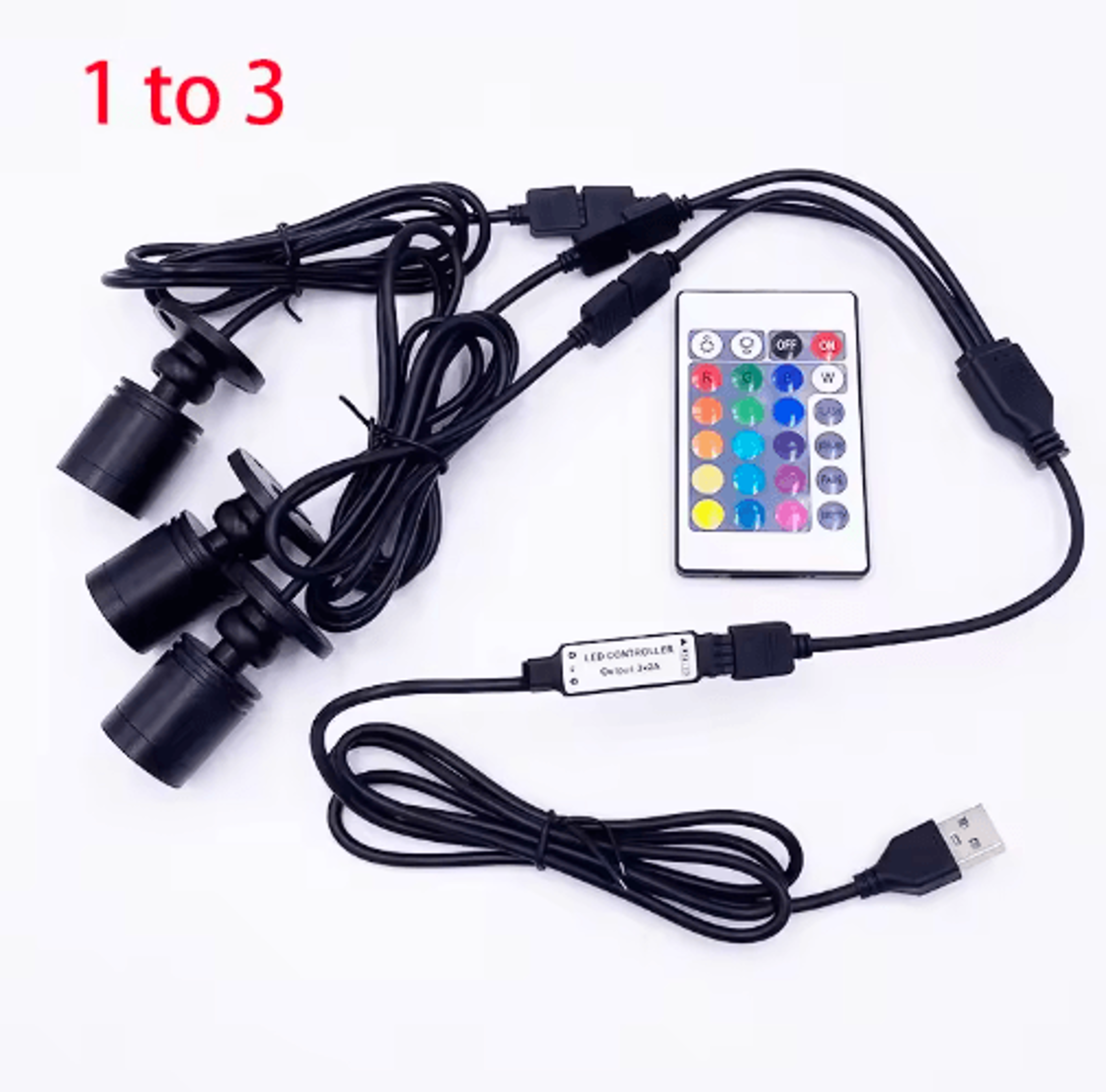 RGB LED Mini Spotlight  USB 5V Dimmable 1W3W Showcase  Cabinet Light With Remote Control 1