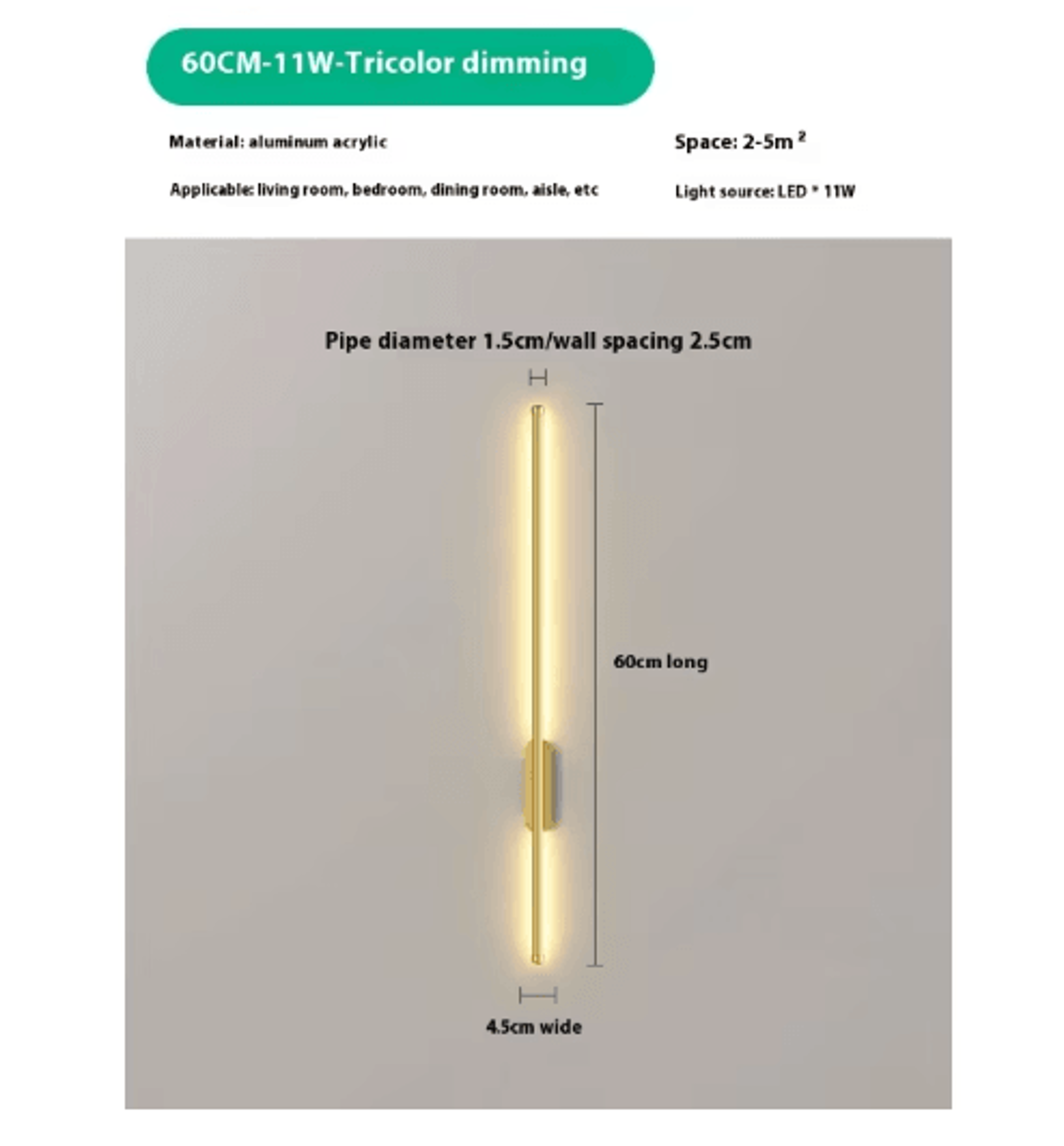 USB Rechargeable LED Wall Lamp  Wireless Dimmable 3Color Wall Light With Remote Control 4