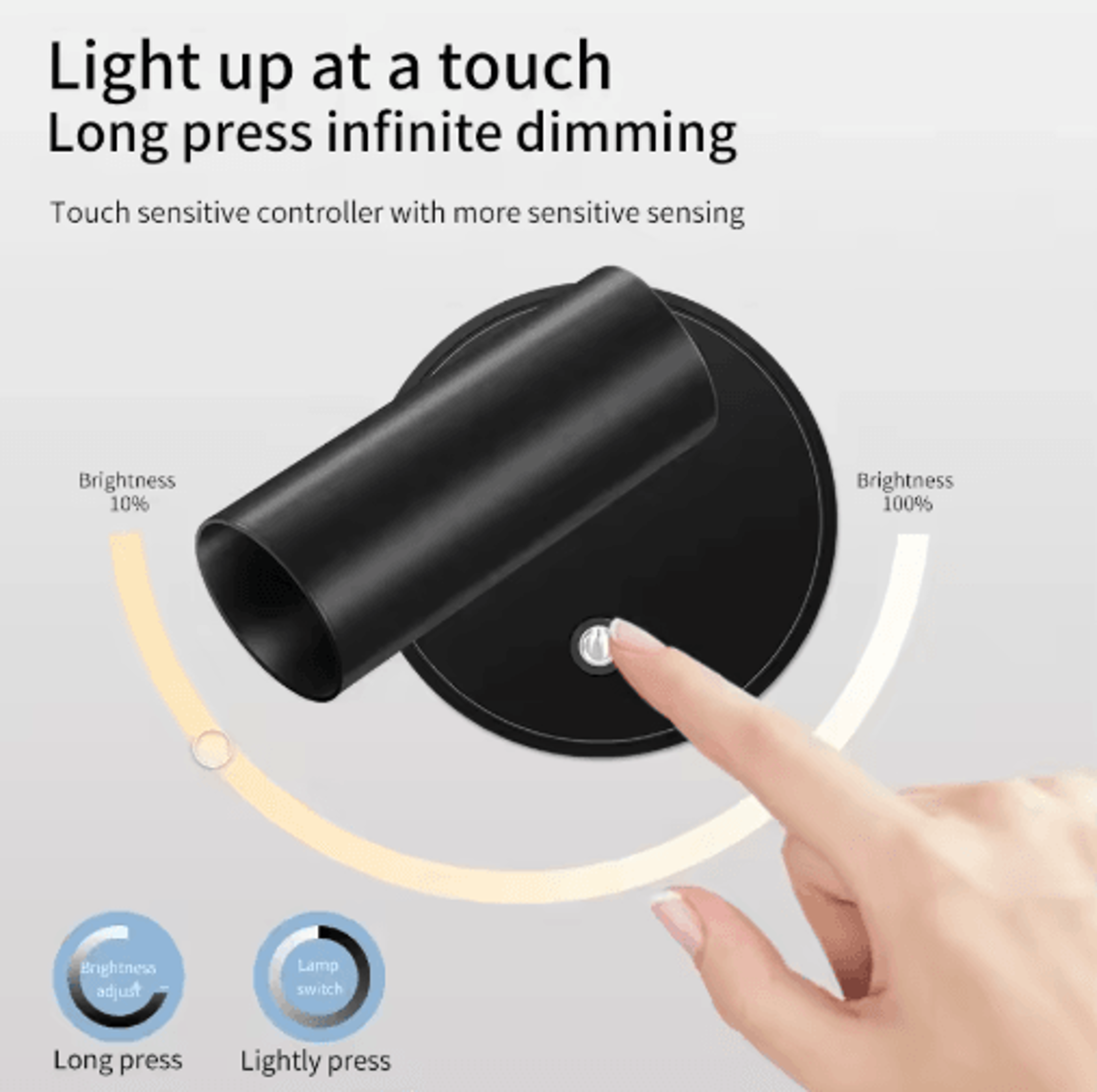 Magnetic LED Bedside Wall Lamp  USB Rechargeable Touch Control Wireless Spotlight Sconce 5