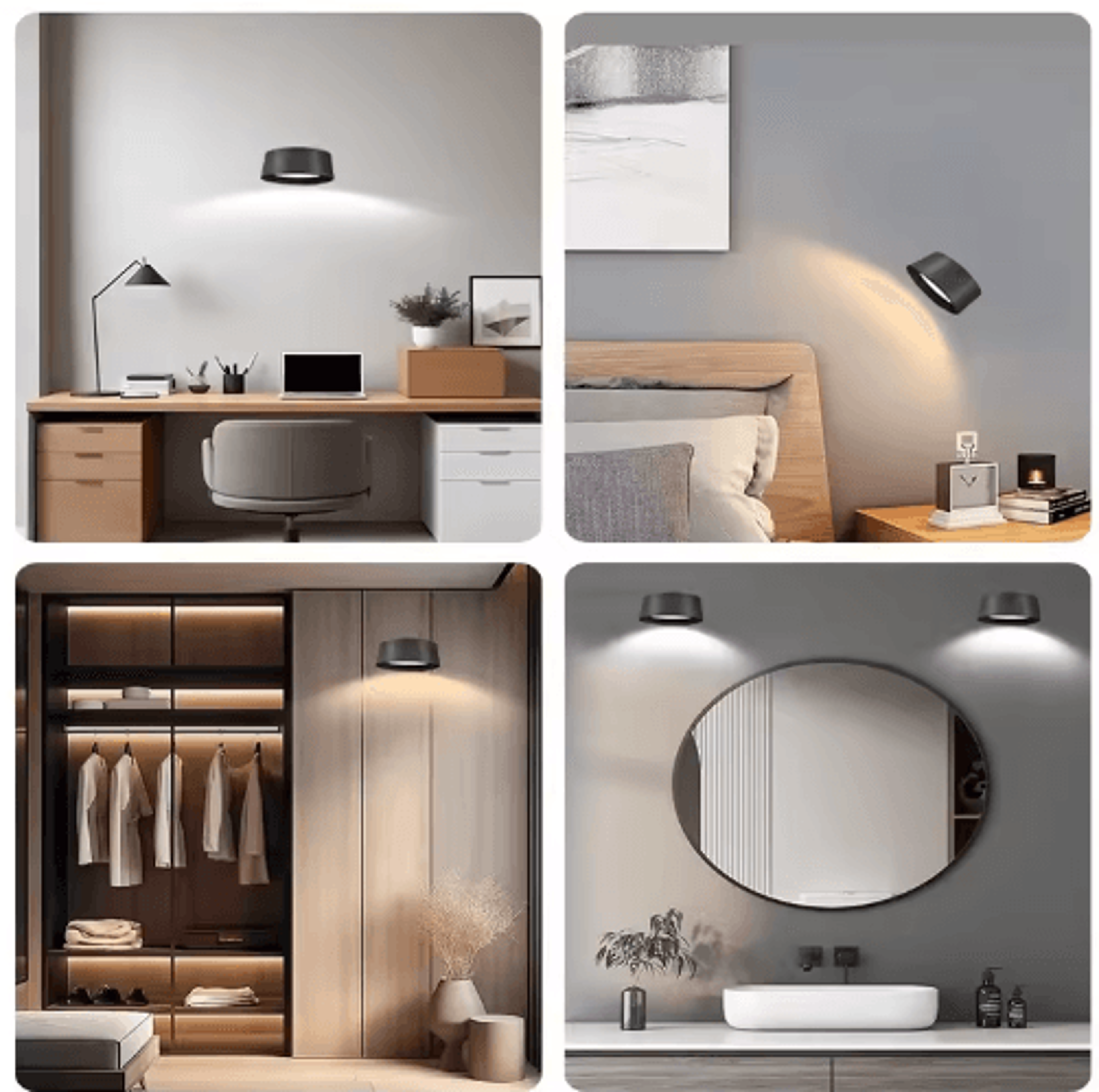 Rechargeable LED Wall Sconce 360 Rotating Cordless Dimmable Light With Touch Control  3 Color Modes 3