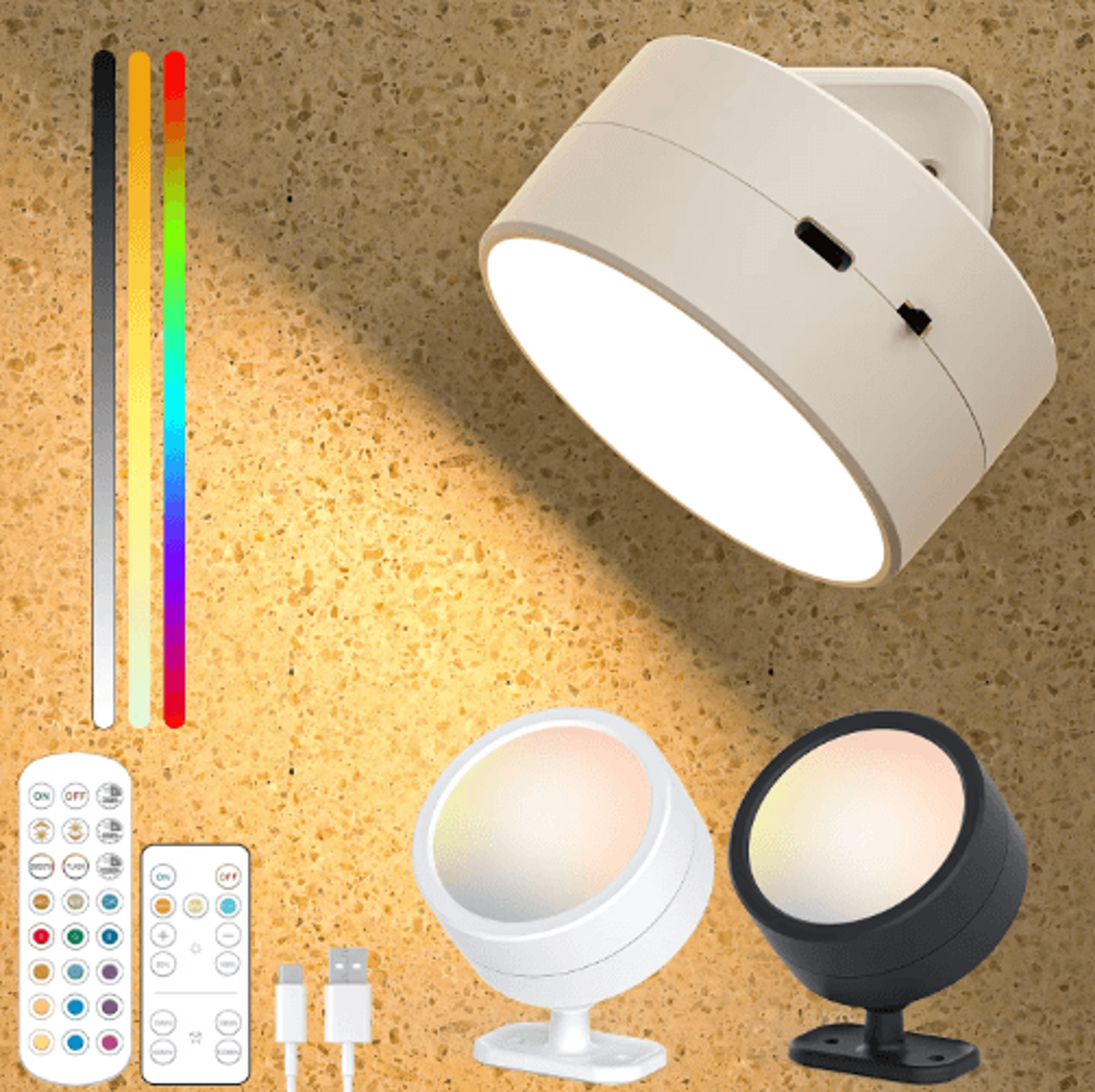 Rechargeable Magnetic LED Wall Light  360 Rotating Wireless Ambient Spotlight With Remote Control 0