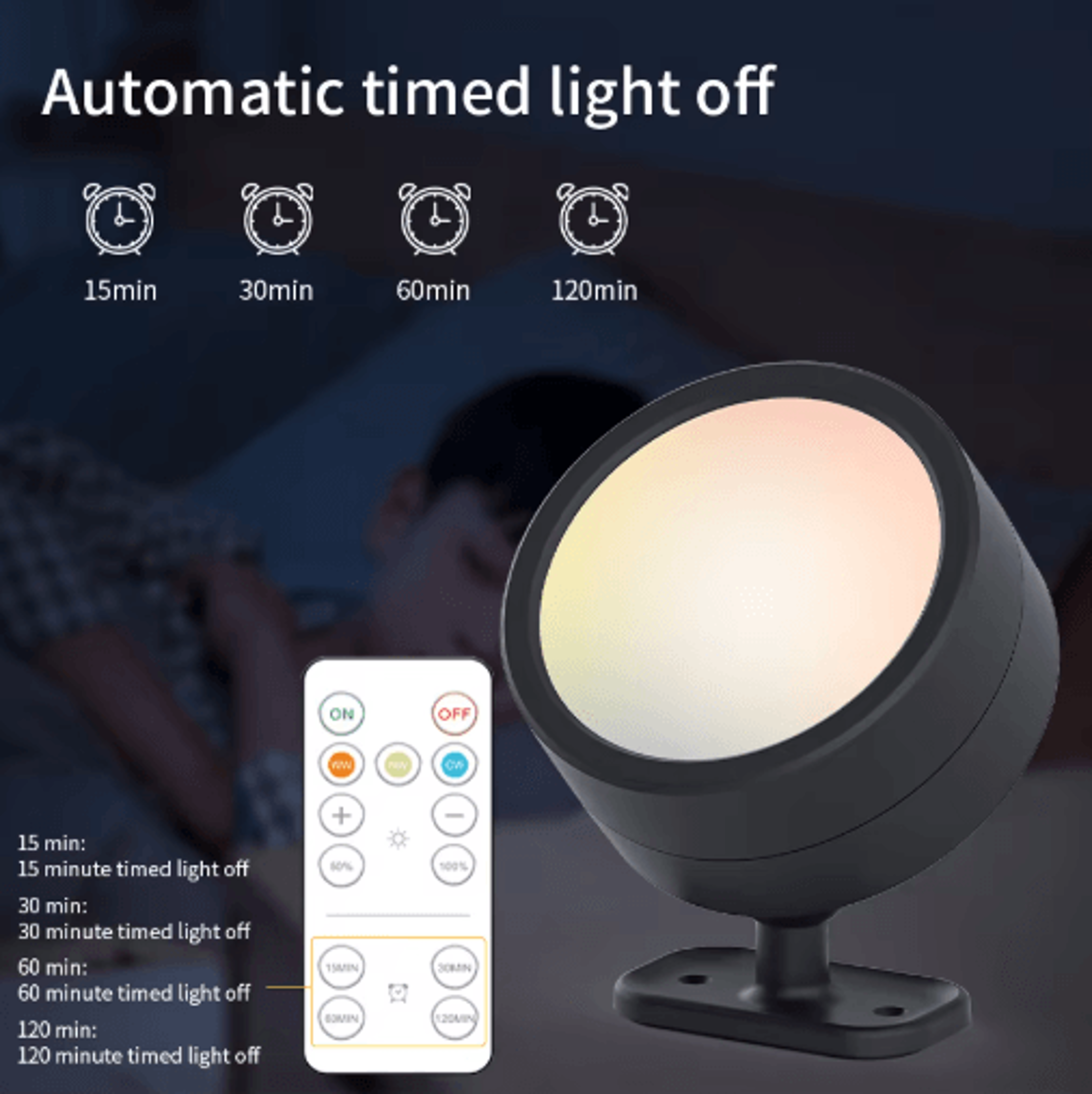 Rechargeable Magnetic LED Wall Light  360 Rotating Wireless Ambient Spotlight With Remote Control 9