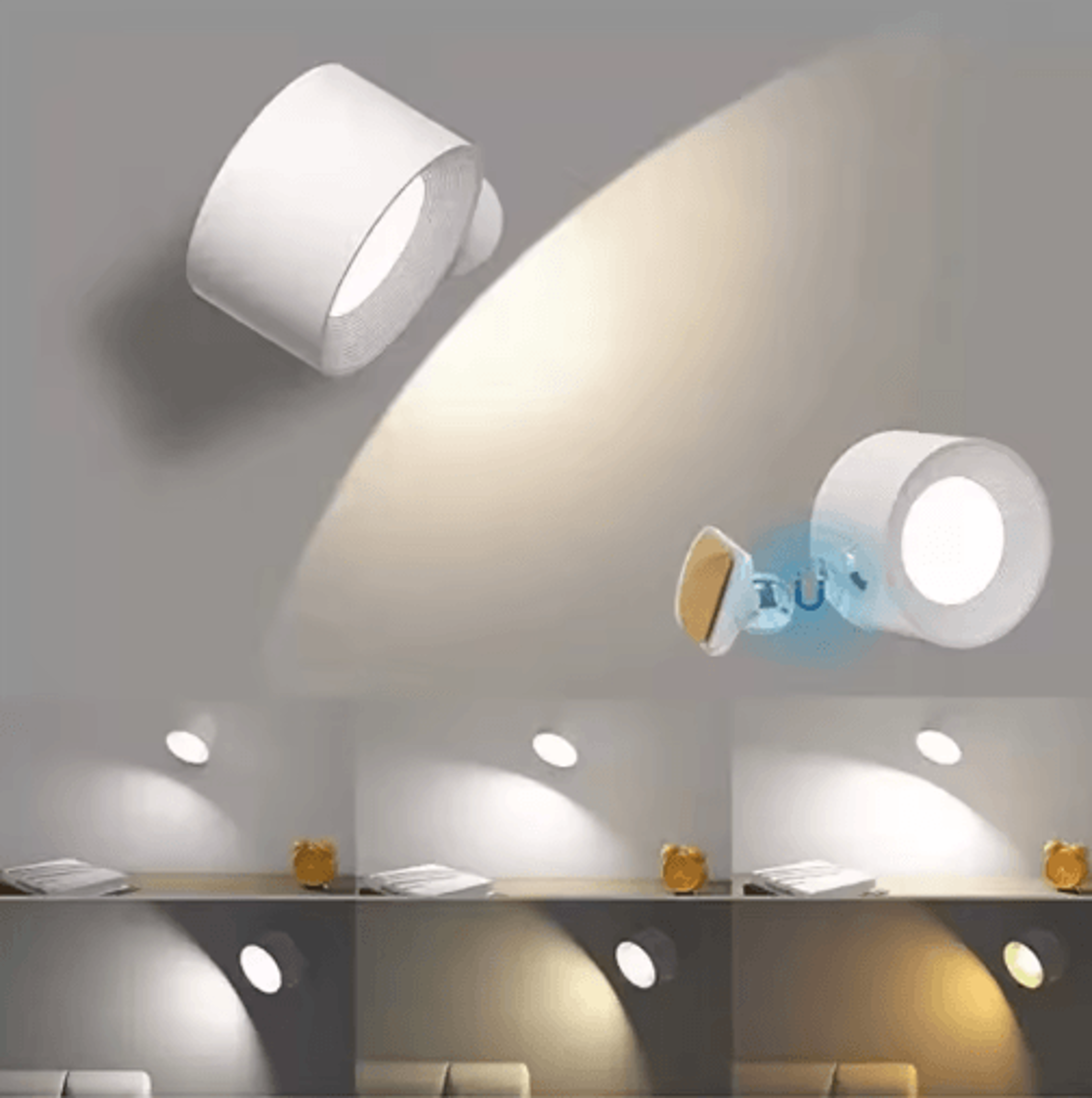 360 Rotatable Rechargeable LED Wall Lamp  Wireless Touch  Remote Control Reading Night Light 1