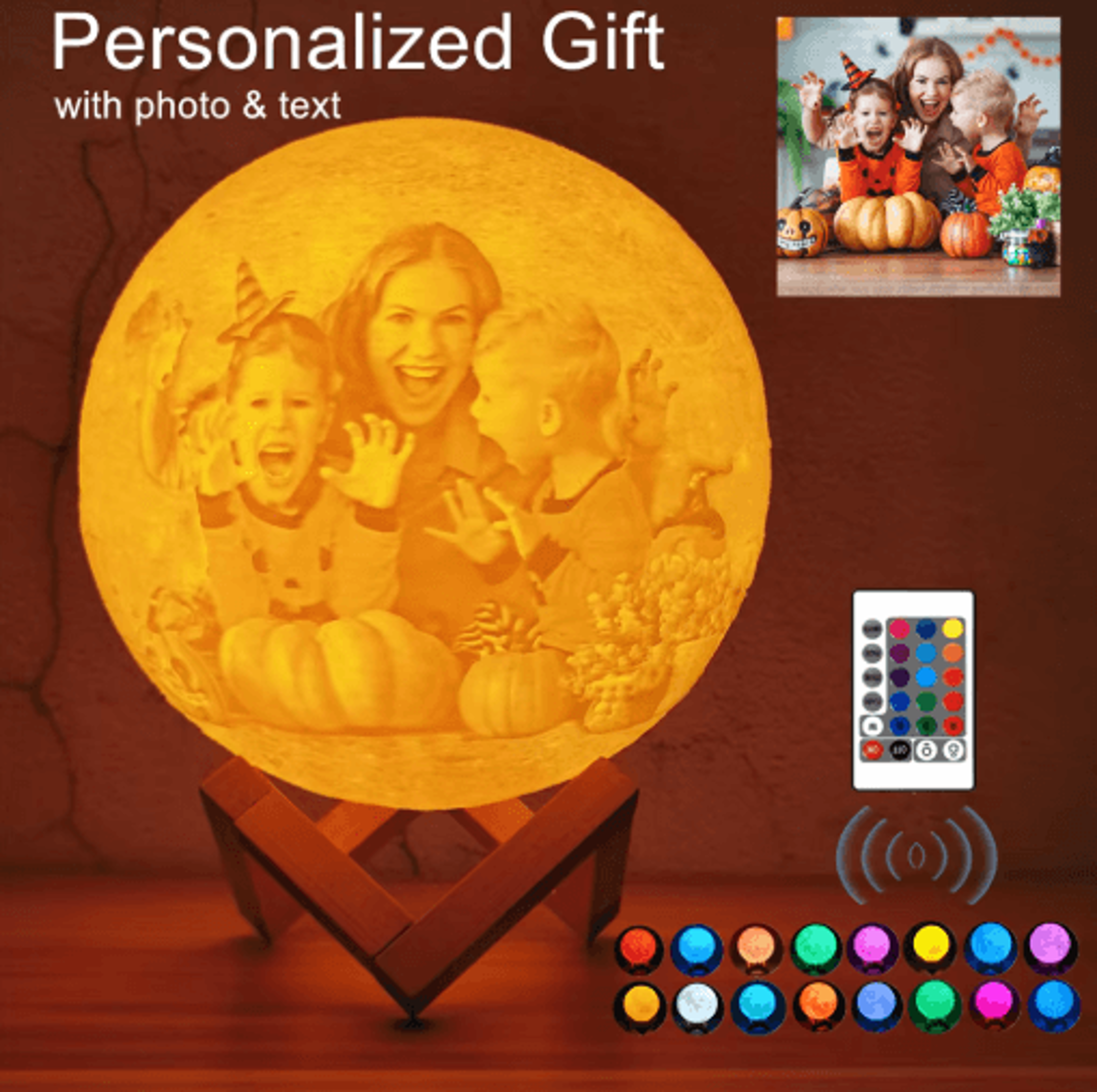 Personalized 3D Moon Lamp  Custom Photo  Text Touch Night Light For Family Couples  Kids 0