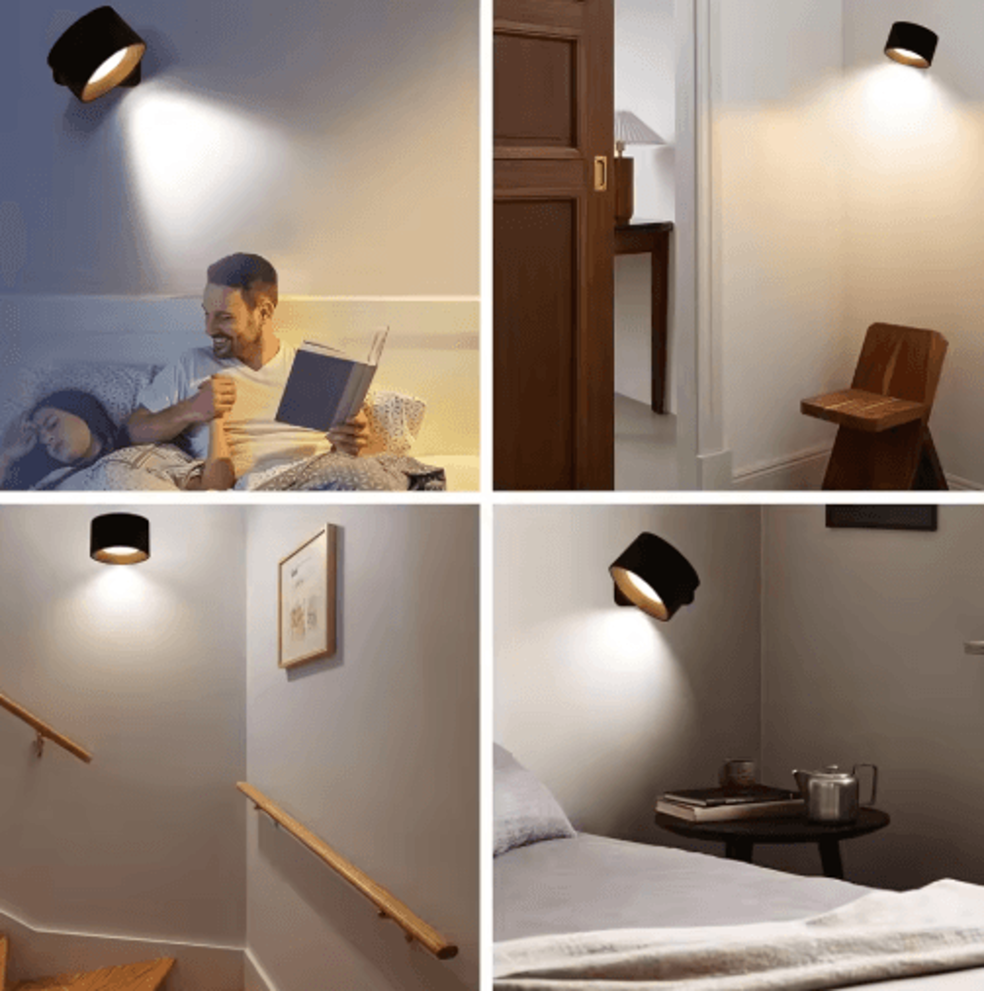 2000mAh Magnetic LED Wall Light  Rechargeable 360 Rotating 3Color Dimmable Reading Sconce With Remo 3