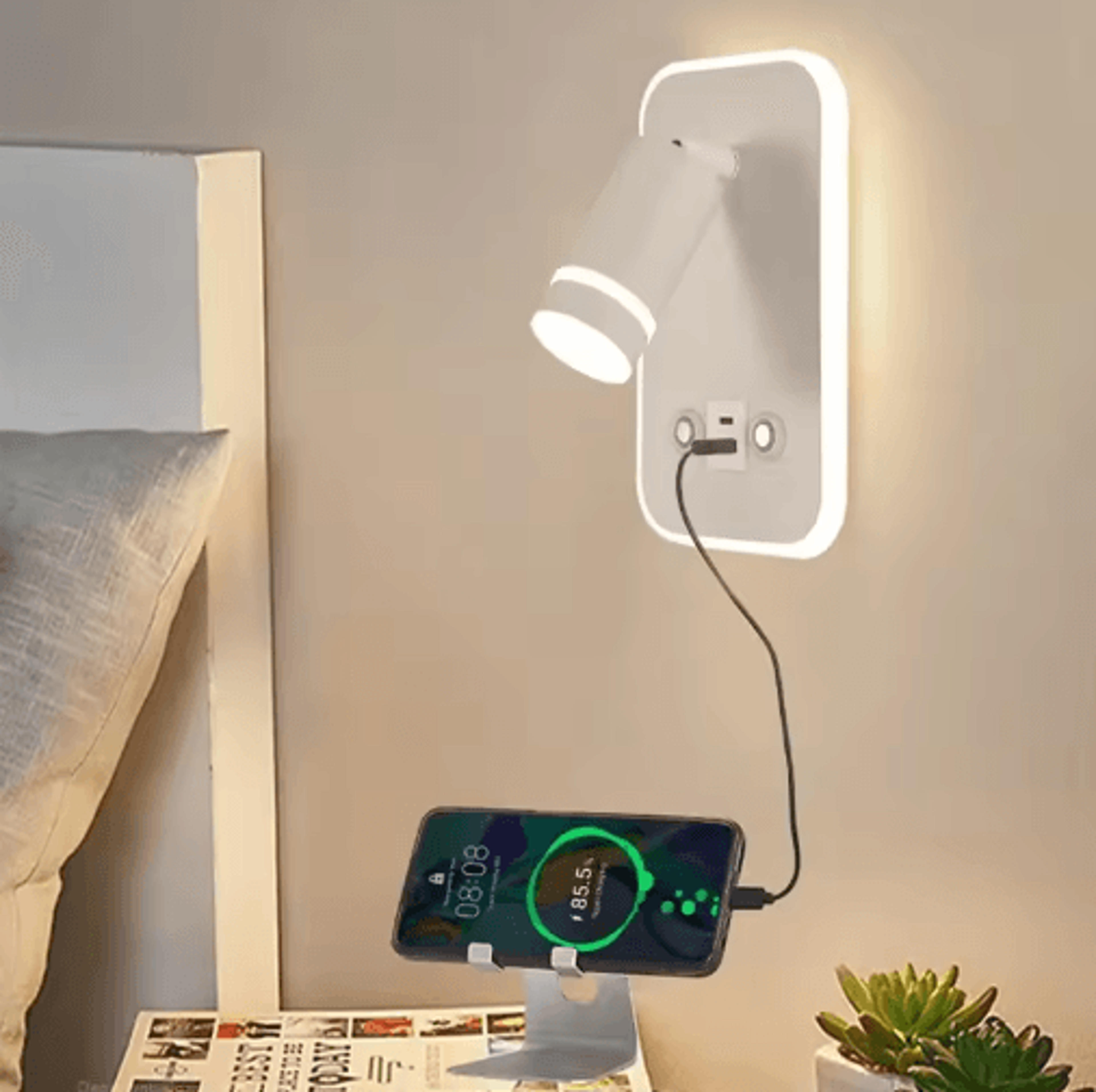 Saiyun Rechargeable LED Wall Spotlight  USB Cordless Bedside Reading  Indoor Accent Light 0