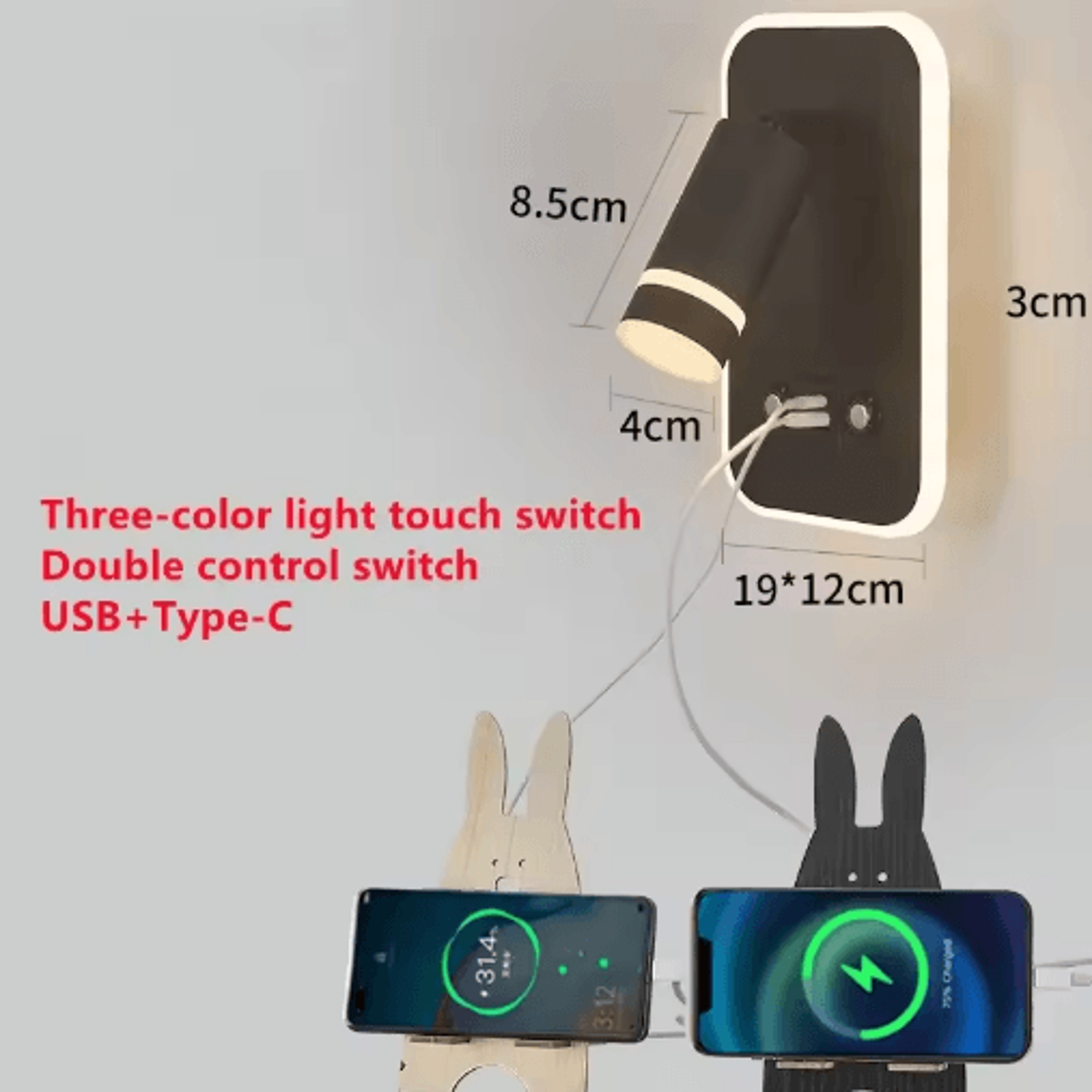 Saiyun Rechargeable LED Wall Spotlight  USB Cordless Bedside Reading  Indoor Accent Light 4
